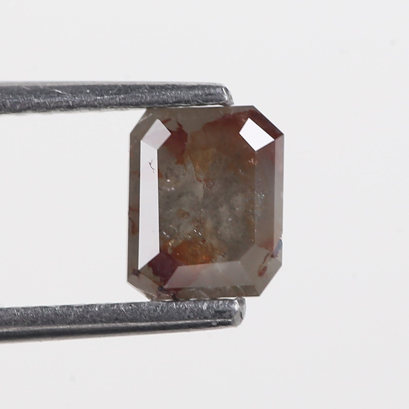 0.81 Carat Brown Grey Emerald Cut Natural Salt And Pepper Diamond 5.85 MM
