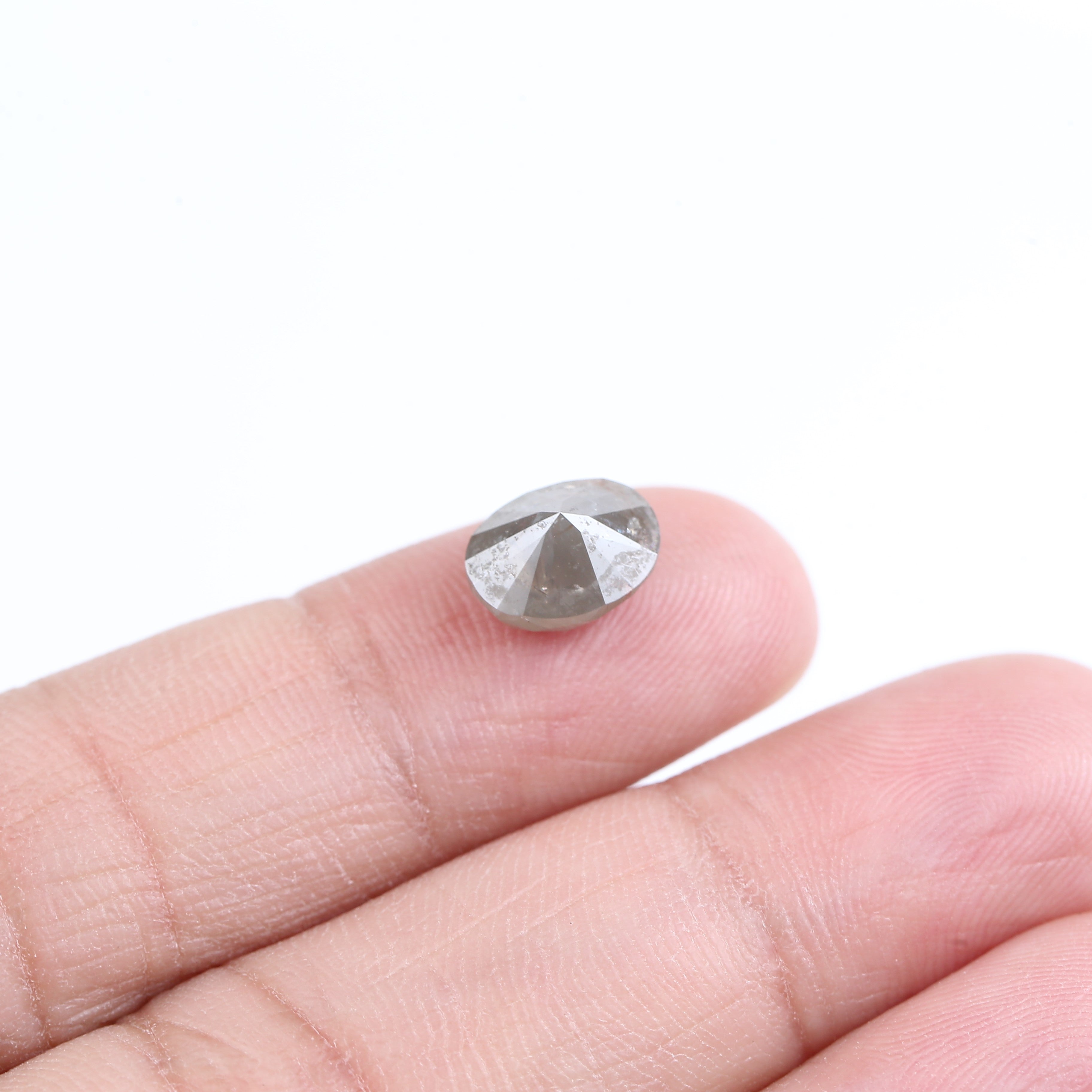 2.98 Carat Natural Smoky Gray Oval Cut Salt Pepper Diamond 9.15 MM