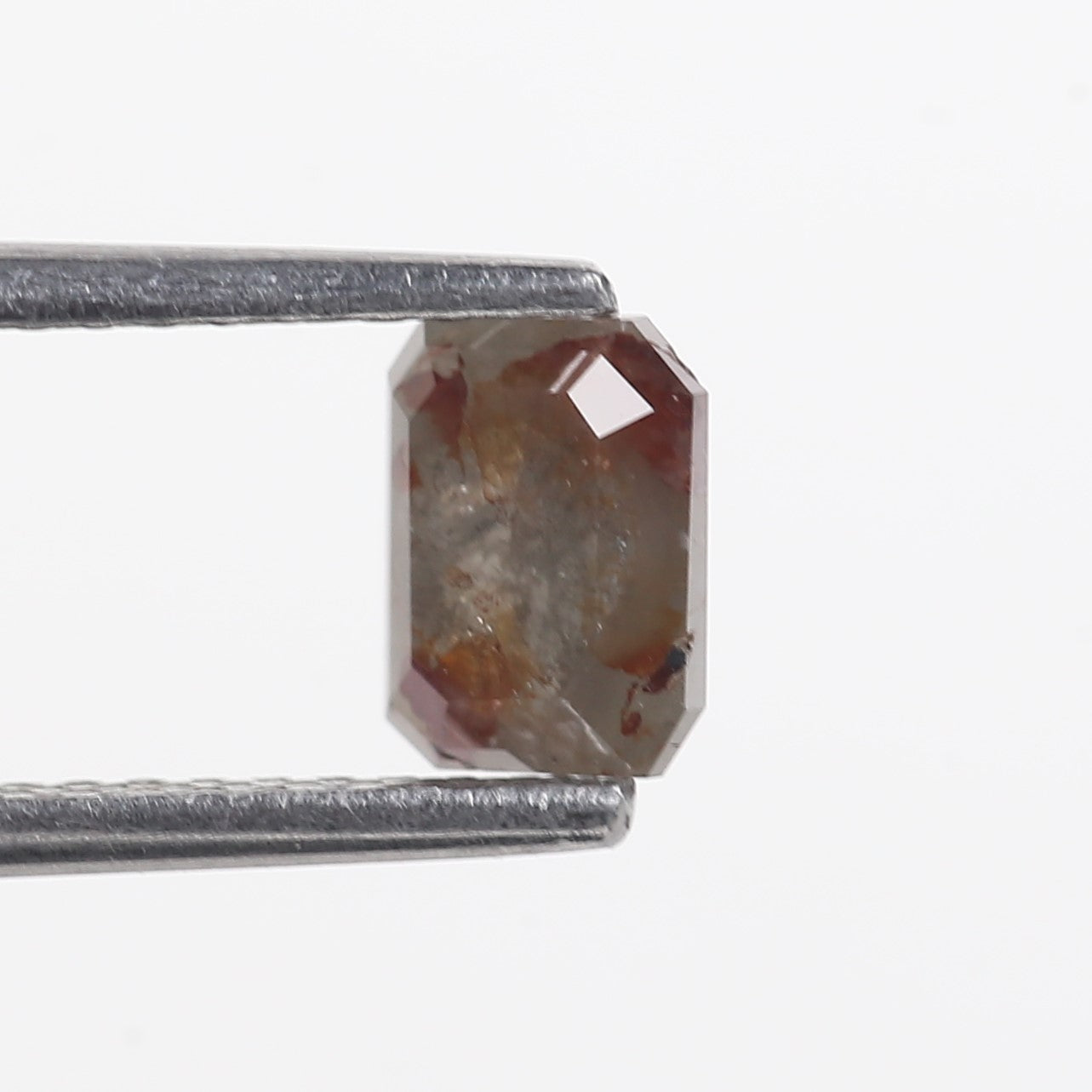 0.81 Carat Brown Grey Emerald Cut Natural Salt And Pepper Diamond 5.85 MM