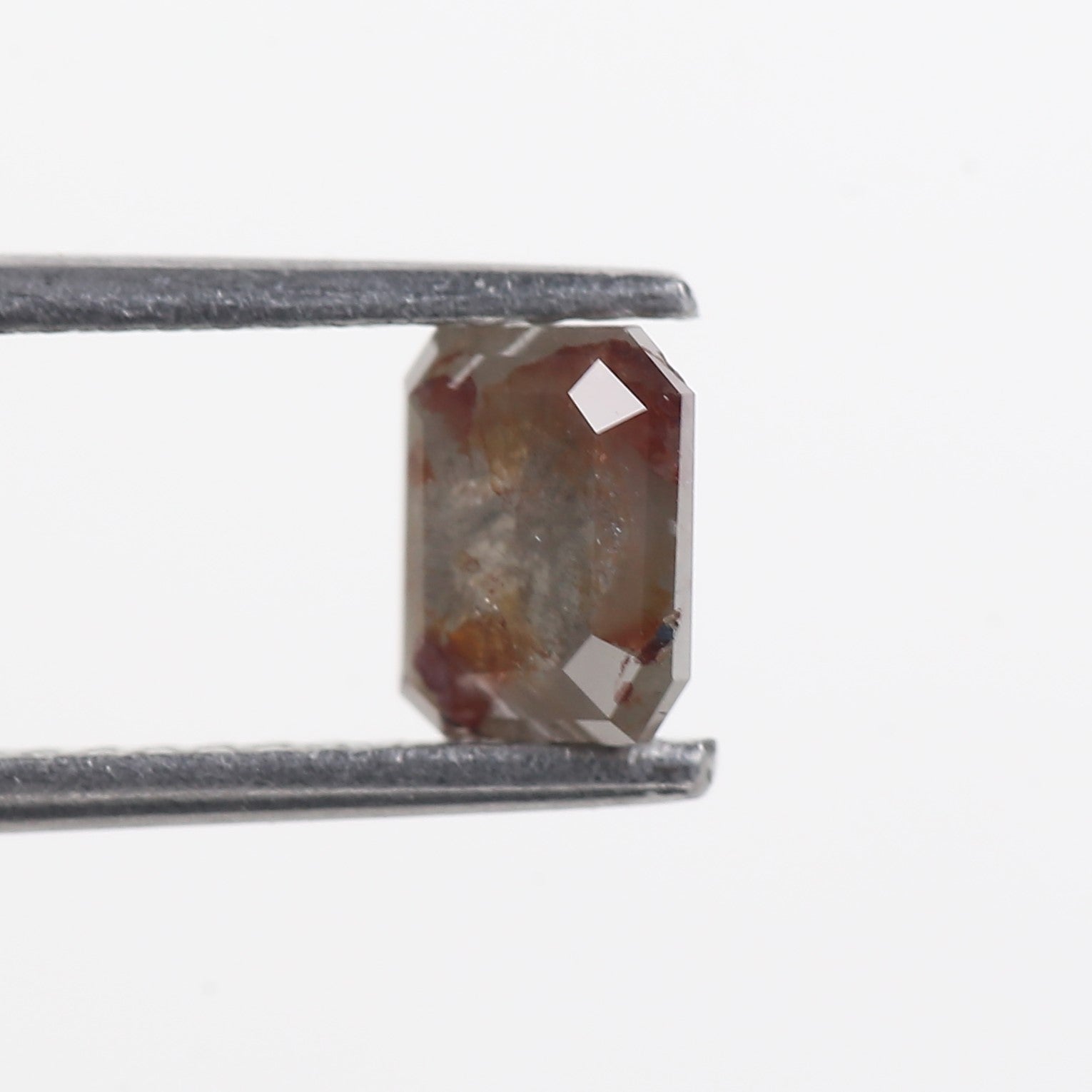 0.81 Carat Brown Grey Emerald Cut Natural Salt And Pepper Diamond 5.85 MM