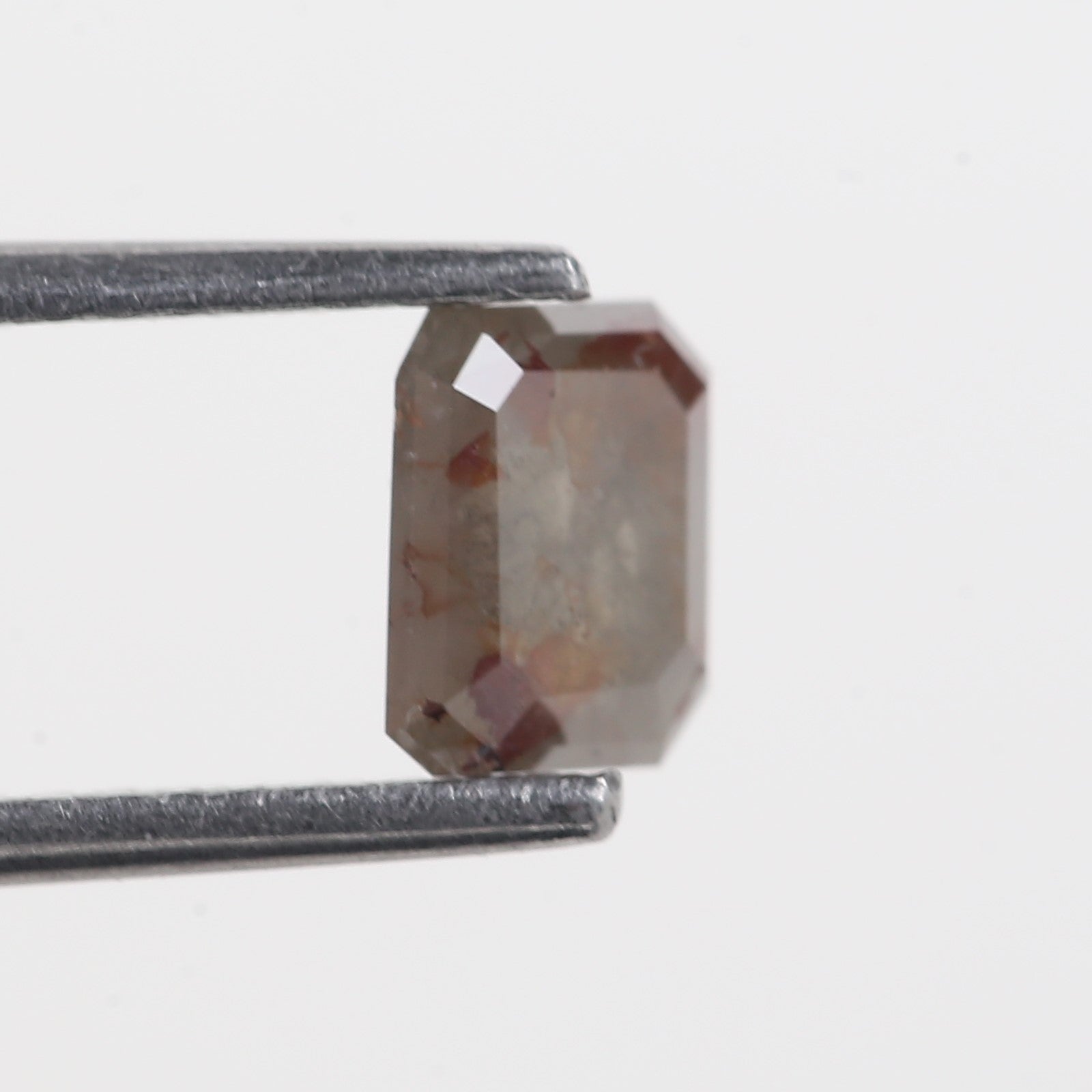 0.81 Carat Brown Grey Emerald Cut Natural Salt And Pepper Diamond 5.85 MM