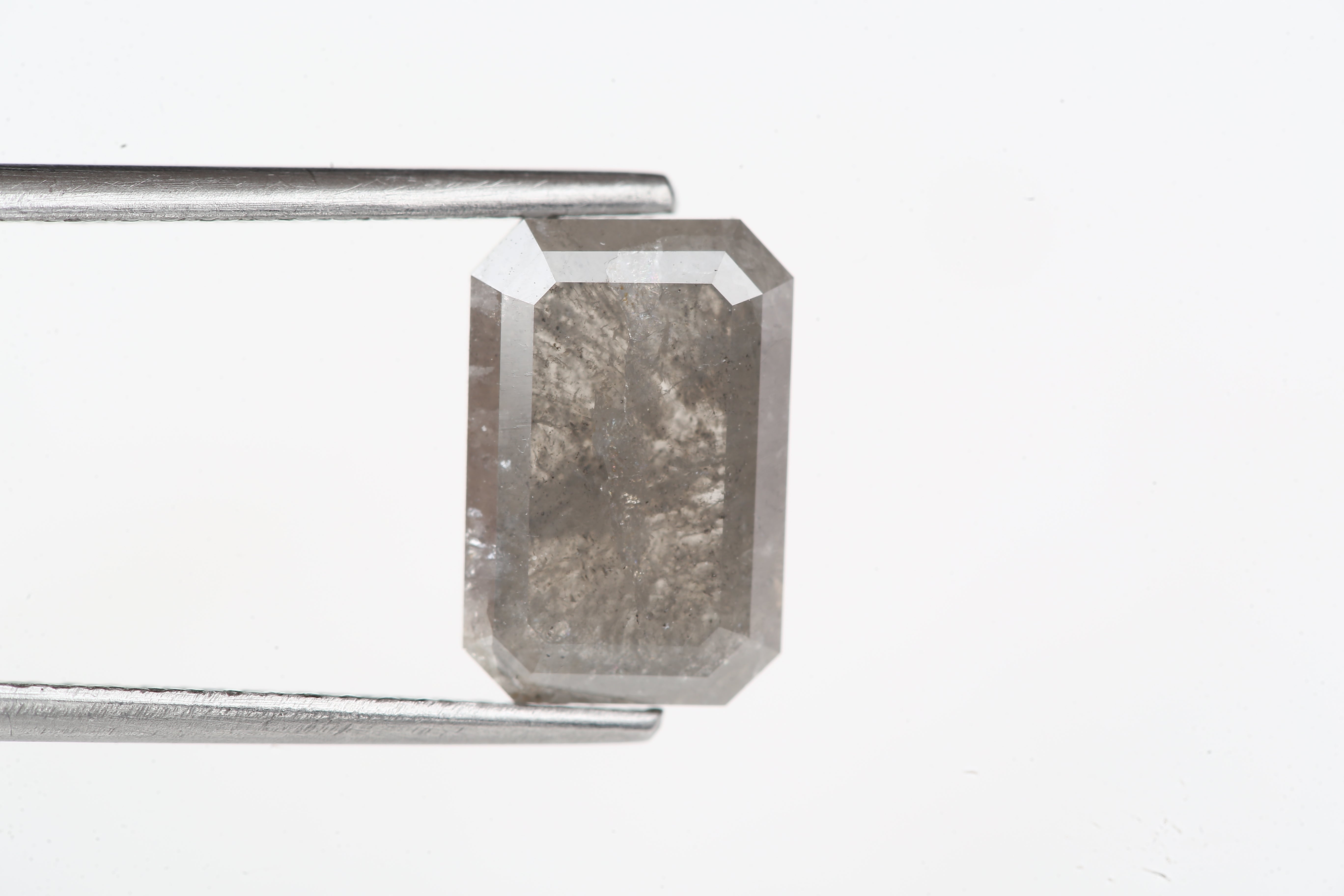 2.78 Carat 10 MM Fancy Gray Emerald Cut Salt and Pepper Diamond - Blackdiamond