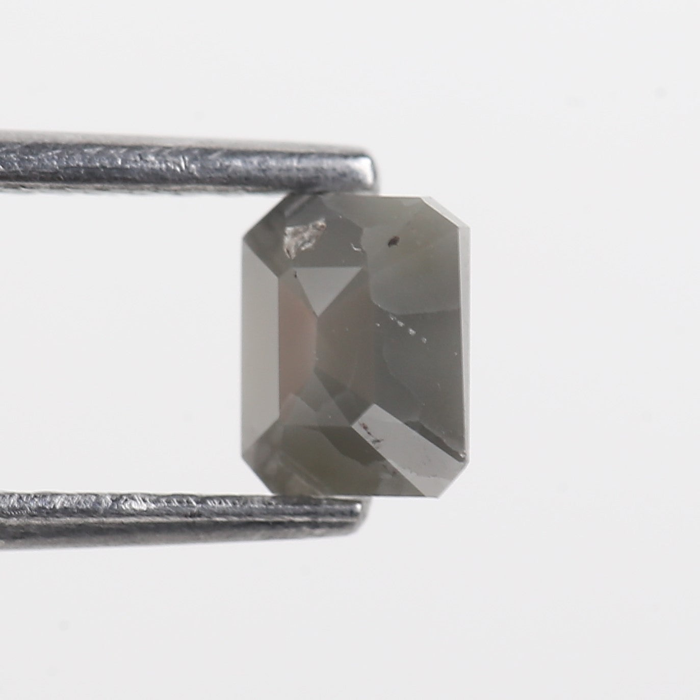 0.62 Carat Grey Emerald Cut Natural Salt And Pepper Diamond 5.28 MM