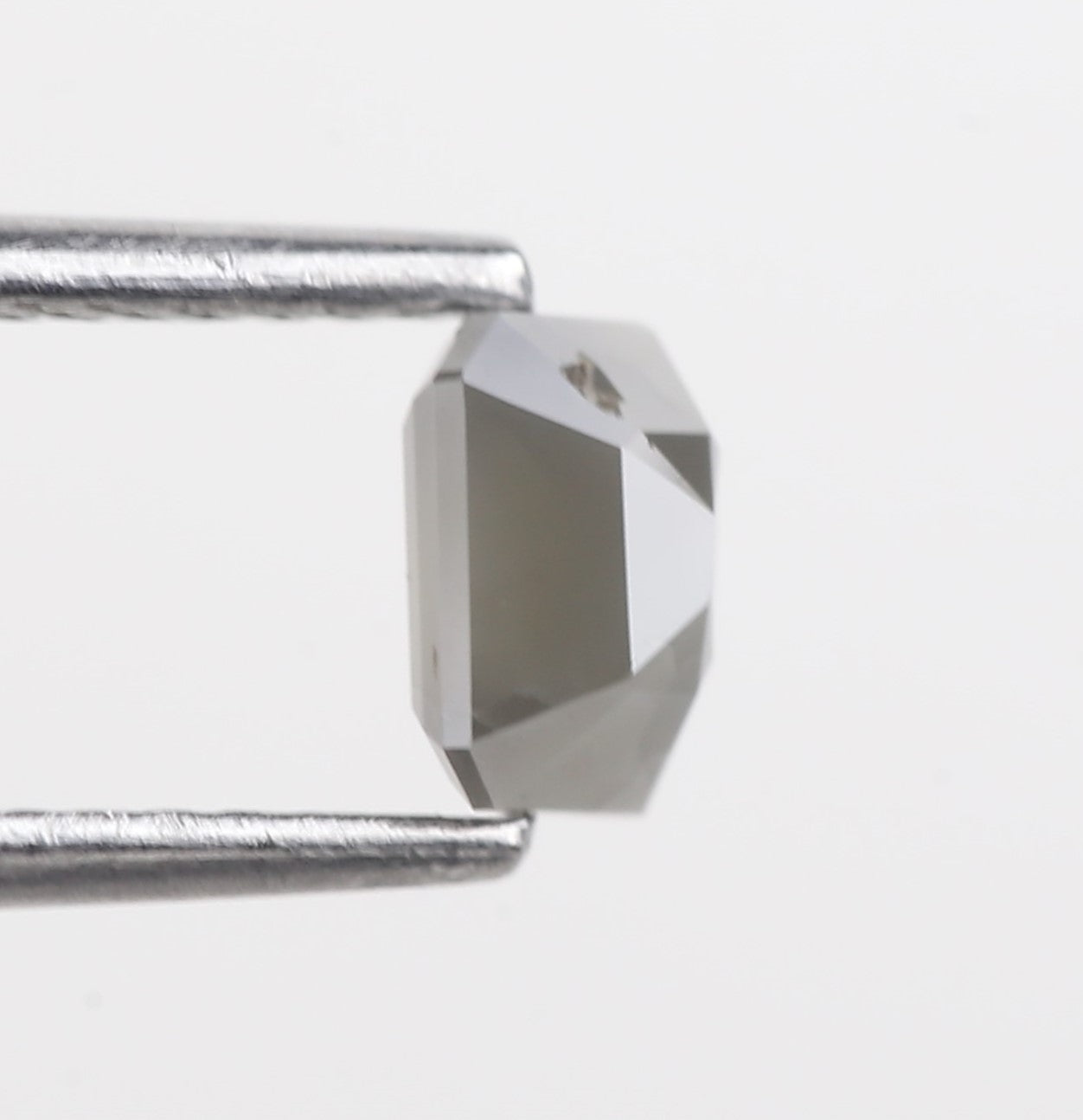 0.62 Carat Grey Emerald Cut Natural Salt And Pepper Diamond 5.28 MM