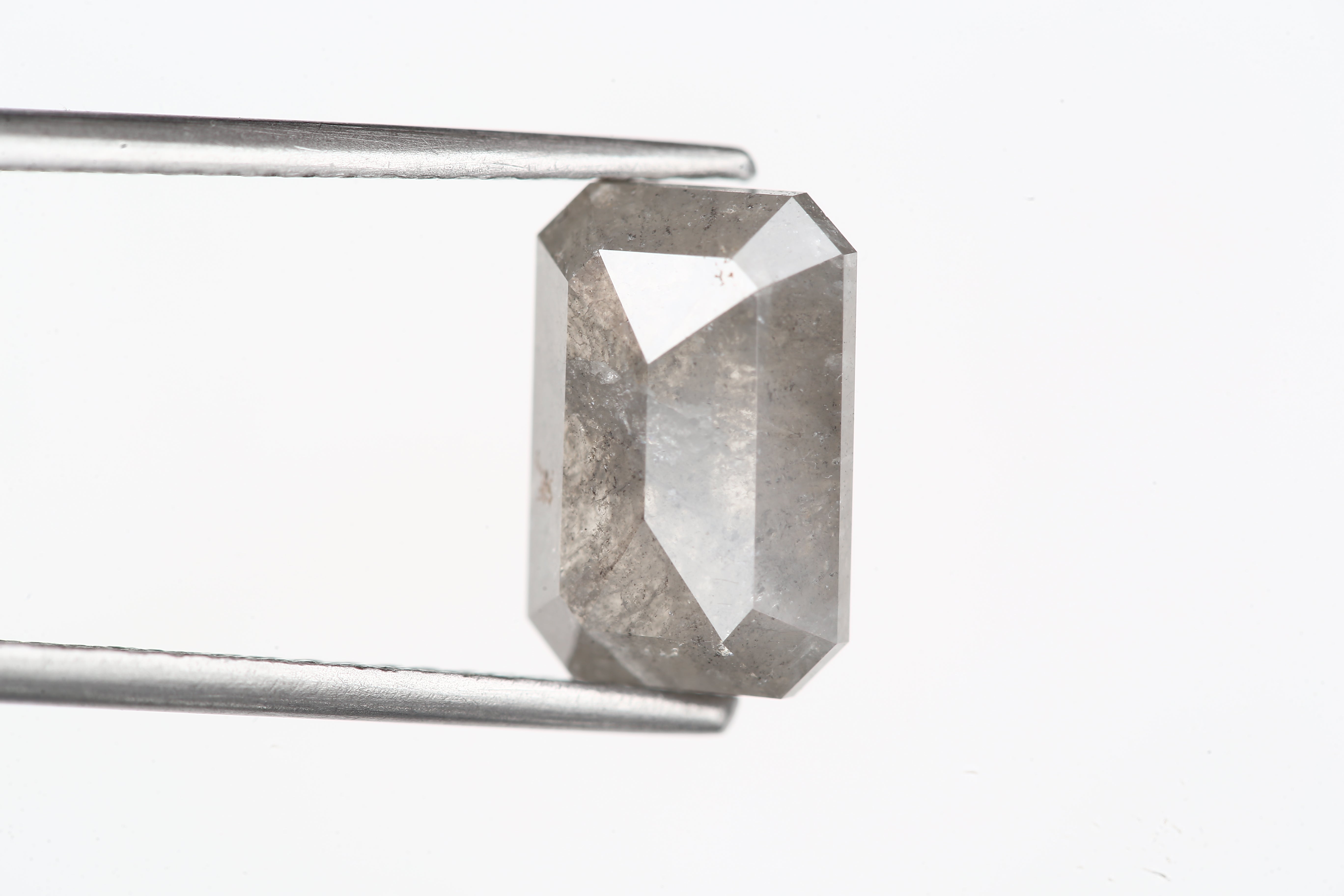 2.78 Carat 10 MM Fancy Gray Emerald Cut Salt and Pepper Diamond - Blackdiamond