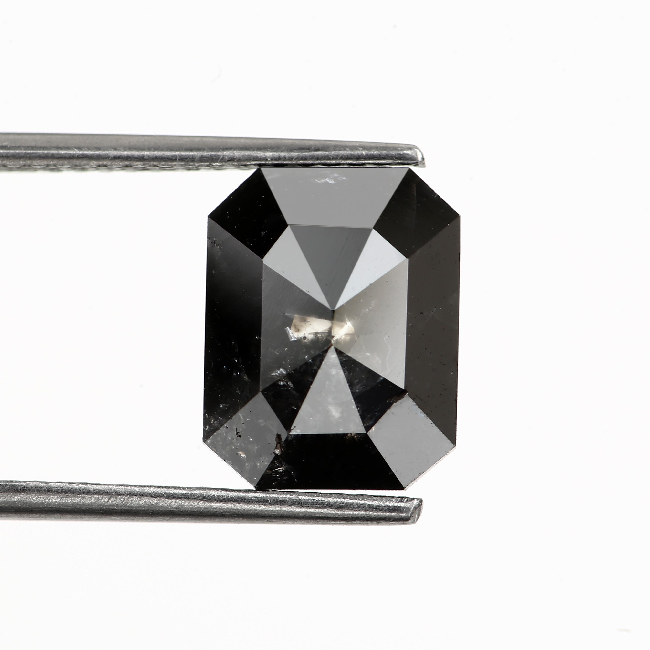 2.90 Carat 10.2 MM Fancy Black Emerald Cut Salt and Pepper Diamond - Blackdiamond