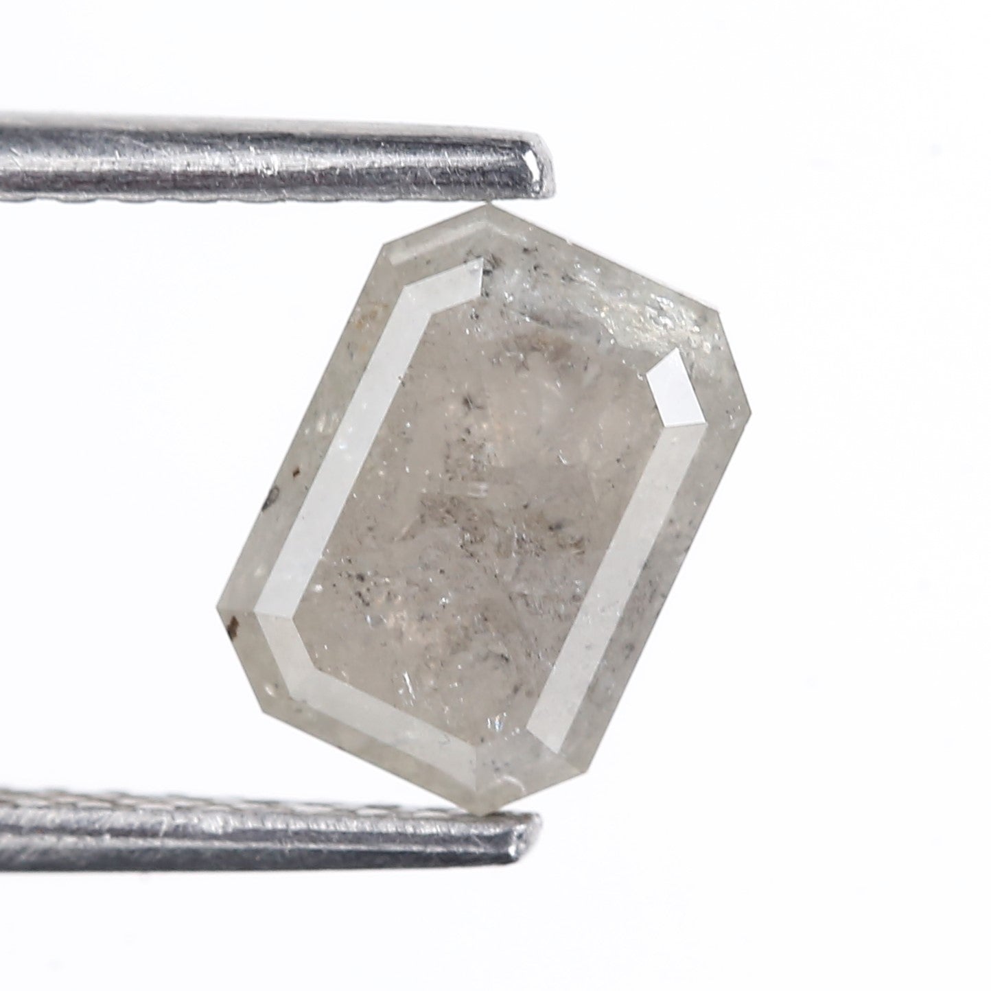 1.49 Carat Natural Gray Emerald Cut Salt And Pepper Diamond 7.31 MM