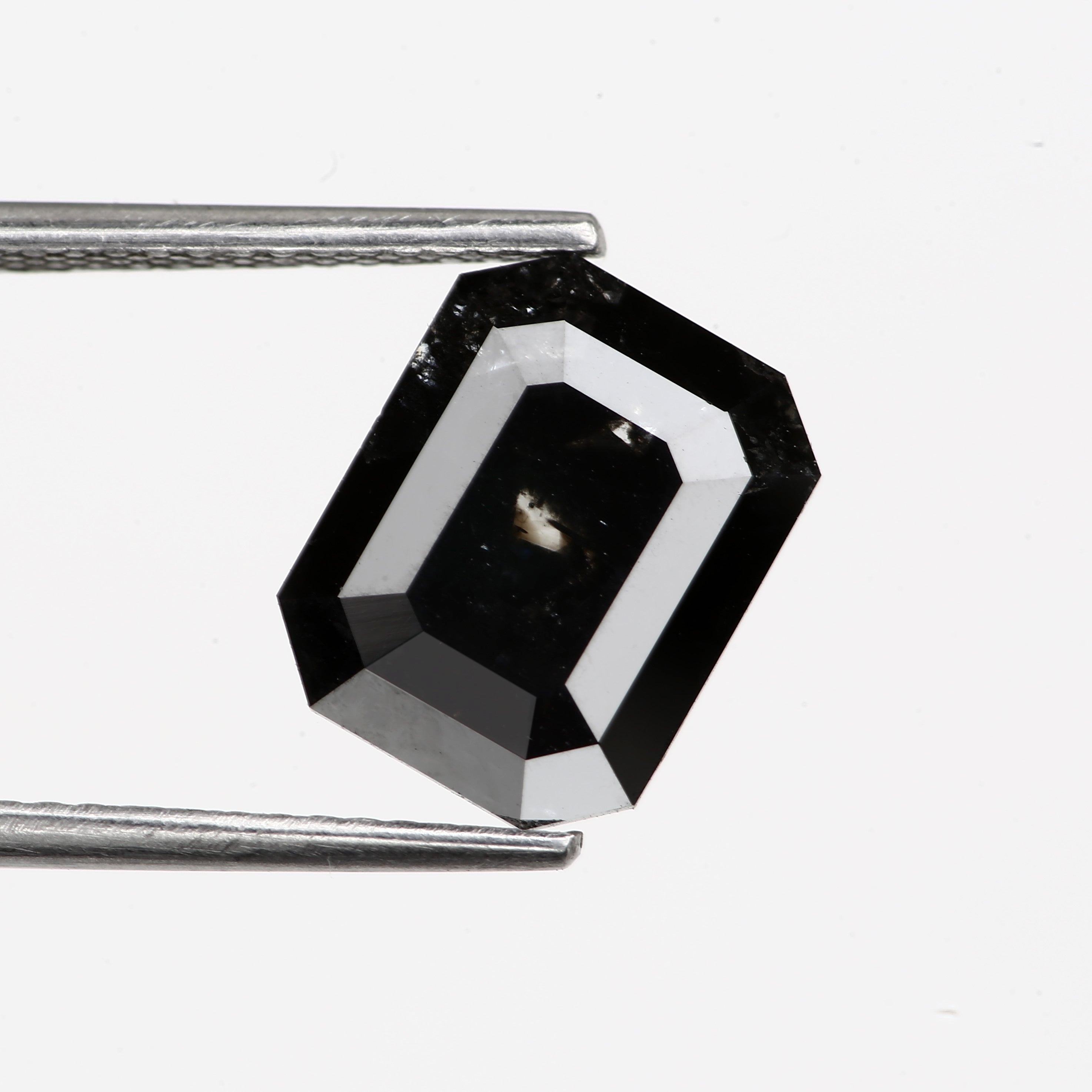 2.90 Carat 10.2 MM Fancy Black Emerald Cut Salt and Pepper Diamond - Blackdiamond