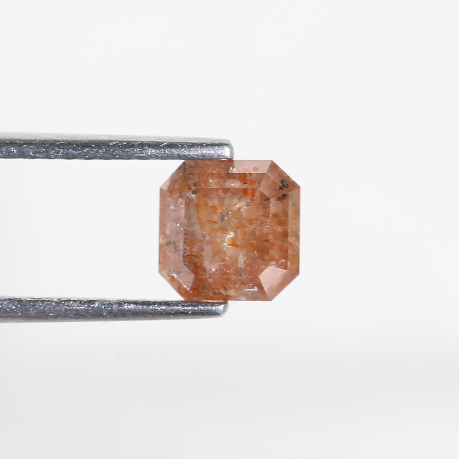 1.72 Carat Asscher Cut Orange Salt and Pepper Diamond 6.12 MM