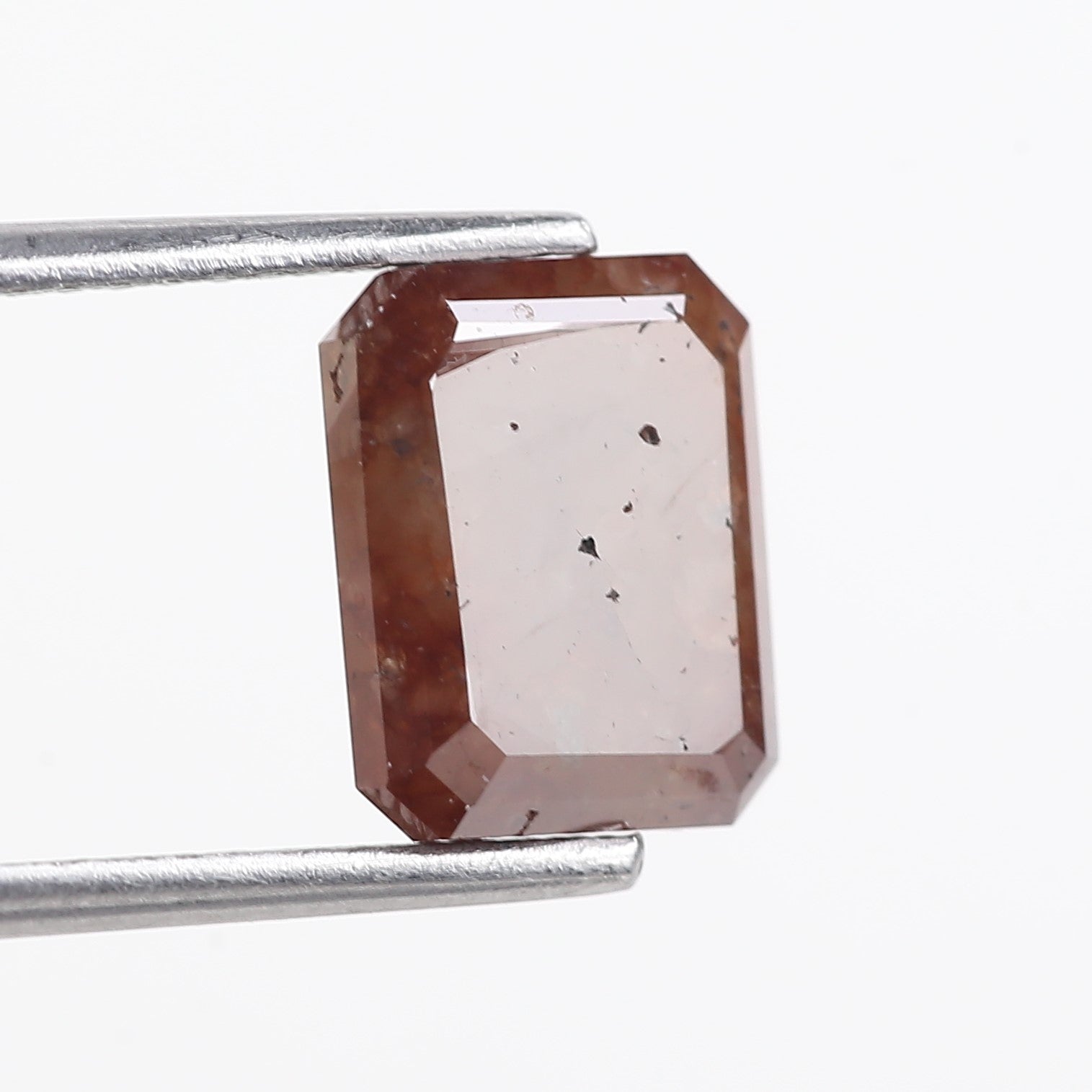 3.39 Carat Natural Brown Emerald Cut Salt And Pepper Diamond 8.86 MM