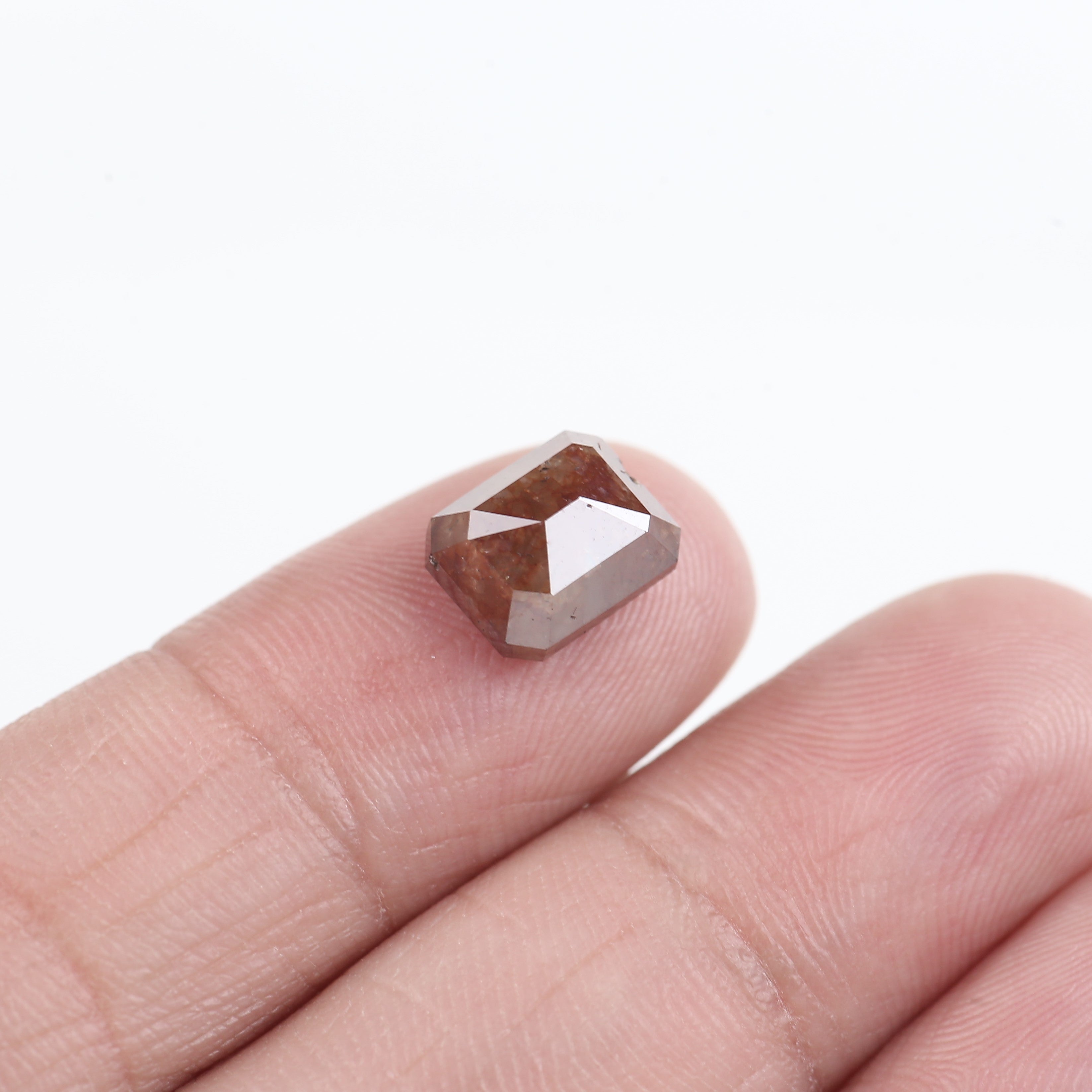 3.39 Carat Natural Brown Emerald Cut Salt And Pepper Diamond 8.86 MM