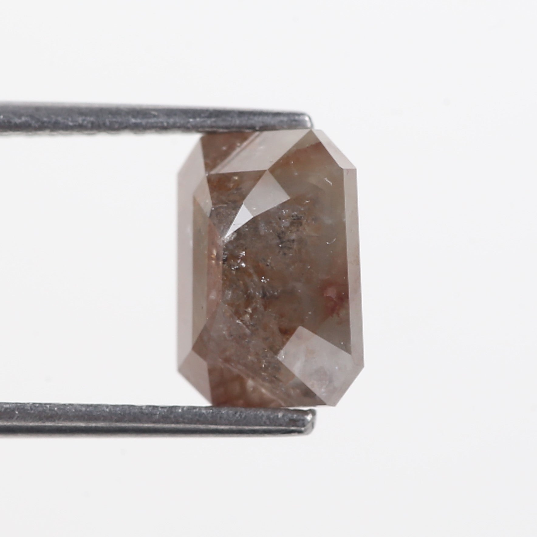 2.50 Carat Brown Emerald Cut Salt And Pepper Natural Diamond 9.07 MM