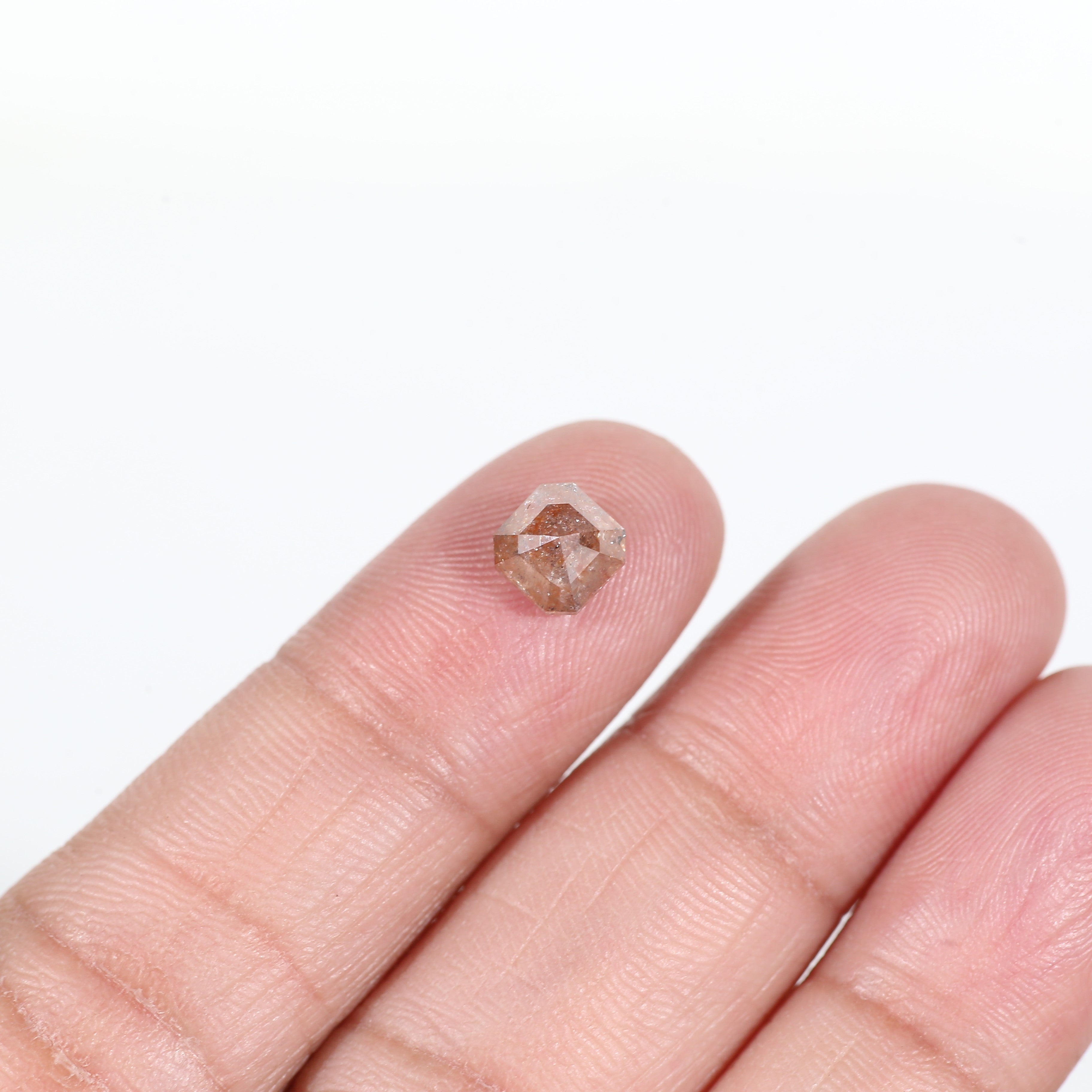 1.72 Carat Asscher Cut Orange Salt and Pepper Diamond 6.12 MM