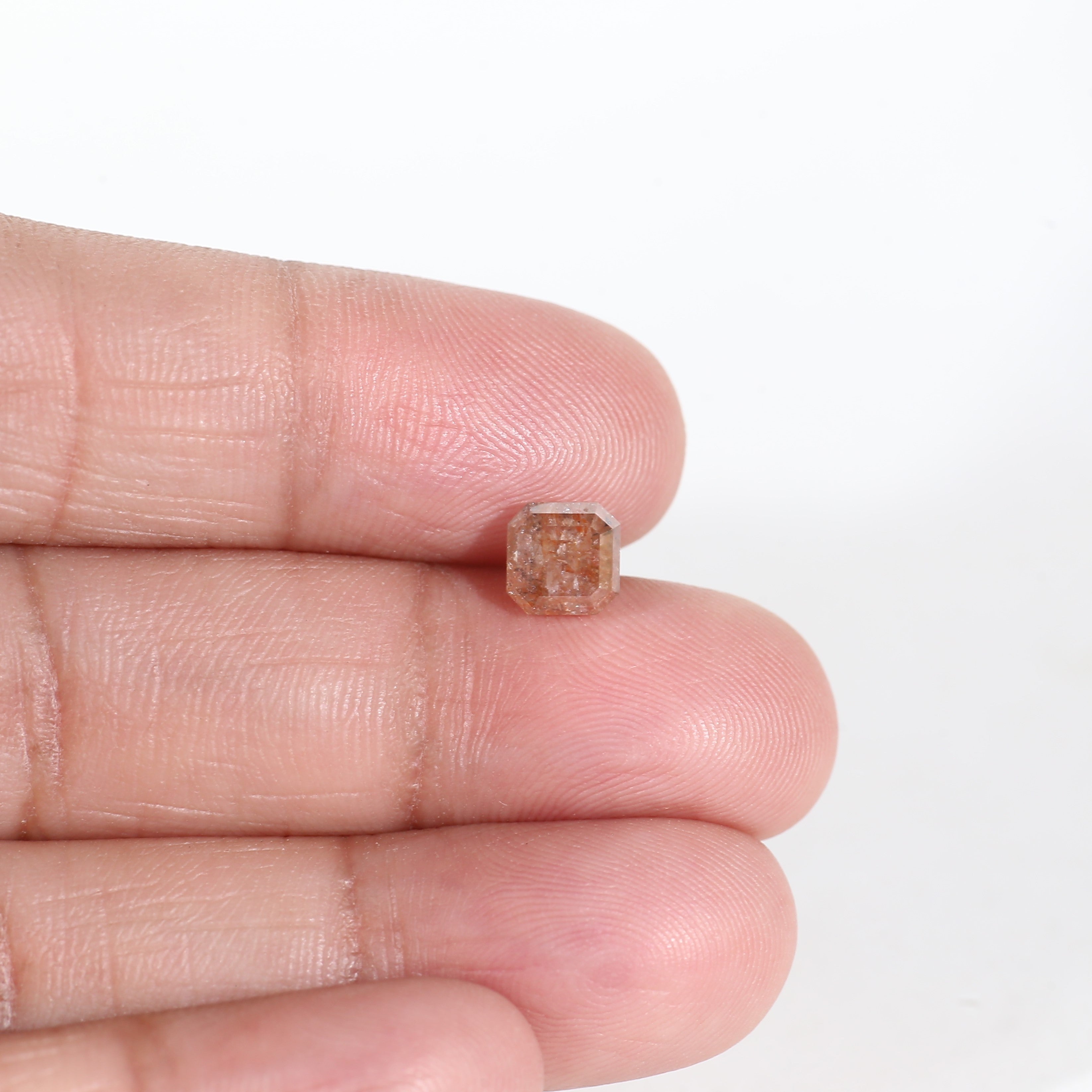 1.72 Carat Asscher Cut Orange Salt and Pepper Diamond 6.12 MM