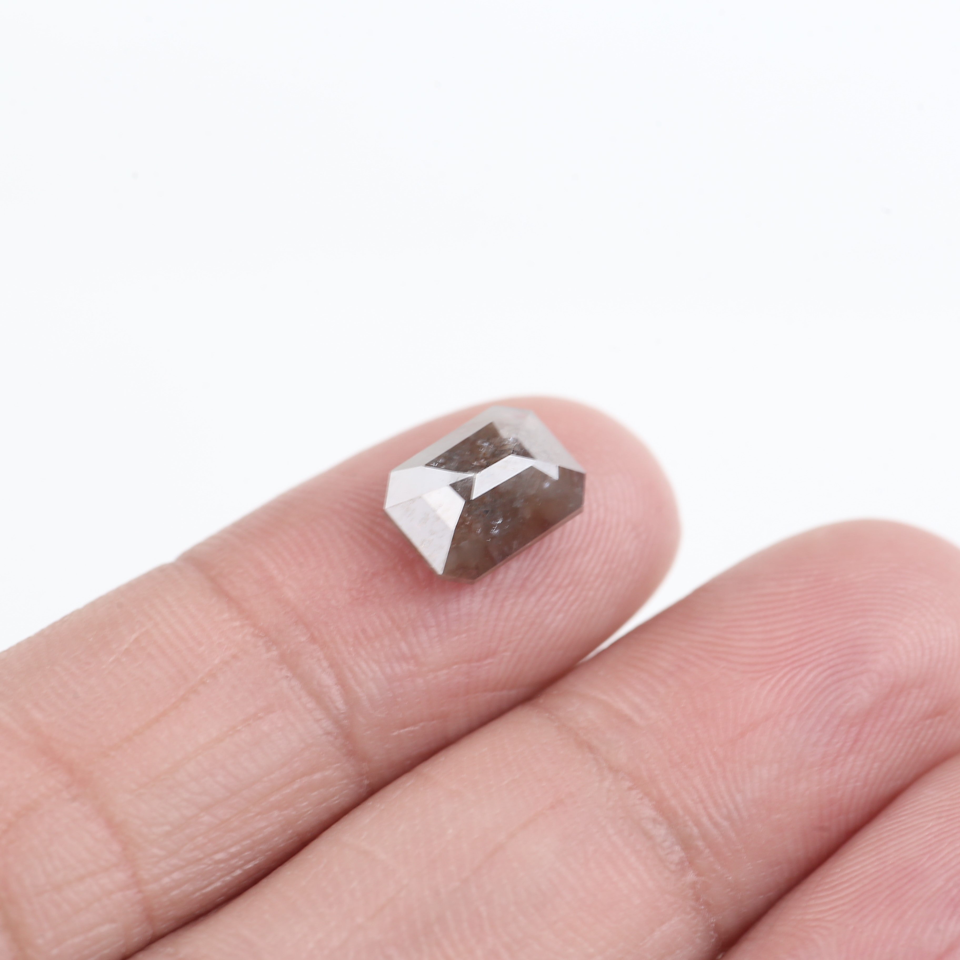 2.50 Carat Brown Emerald Cut Salt And Pepper Natural Diamond 9.07 MM