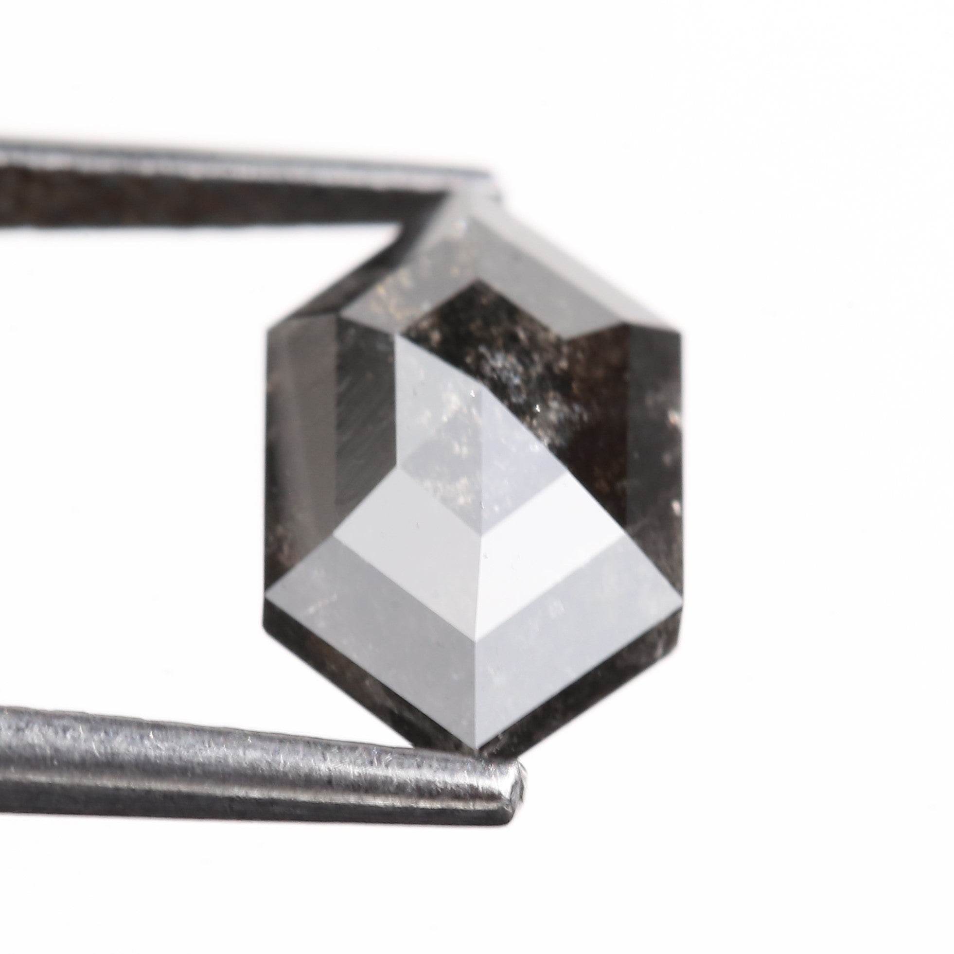 2.62 Carat Natural Black Hexagon Cut Salt And Pepper Diamond 10.59 MM