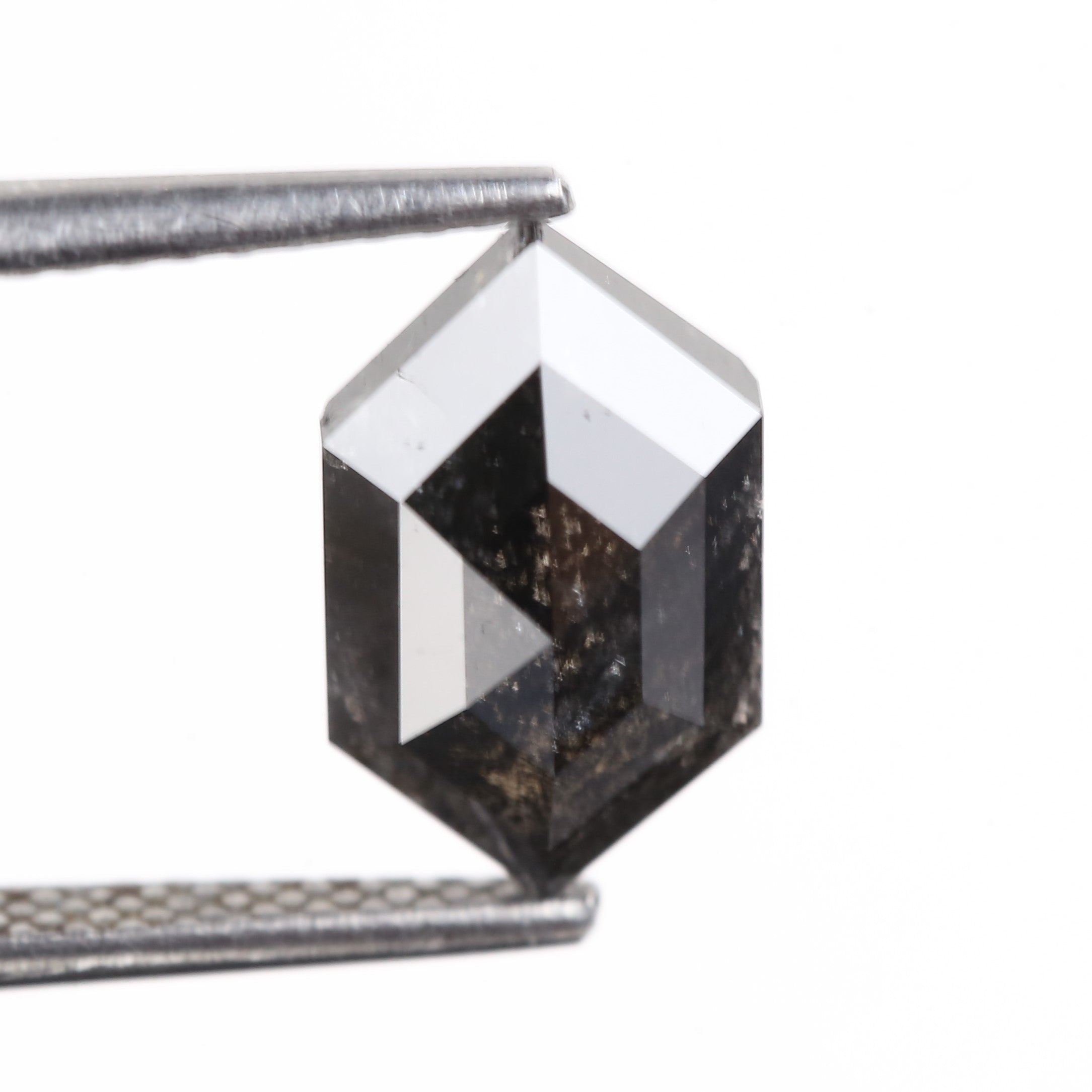 2.62 Carat Natural Black Hexagon Cut Salt And Pepper Diamond 10.59 MM