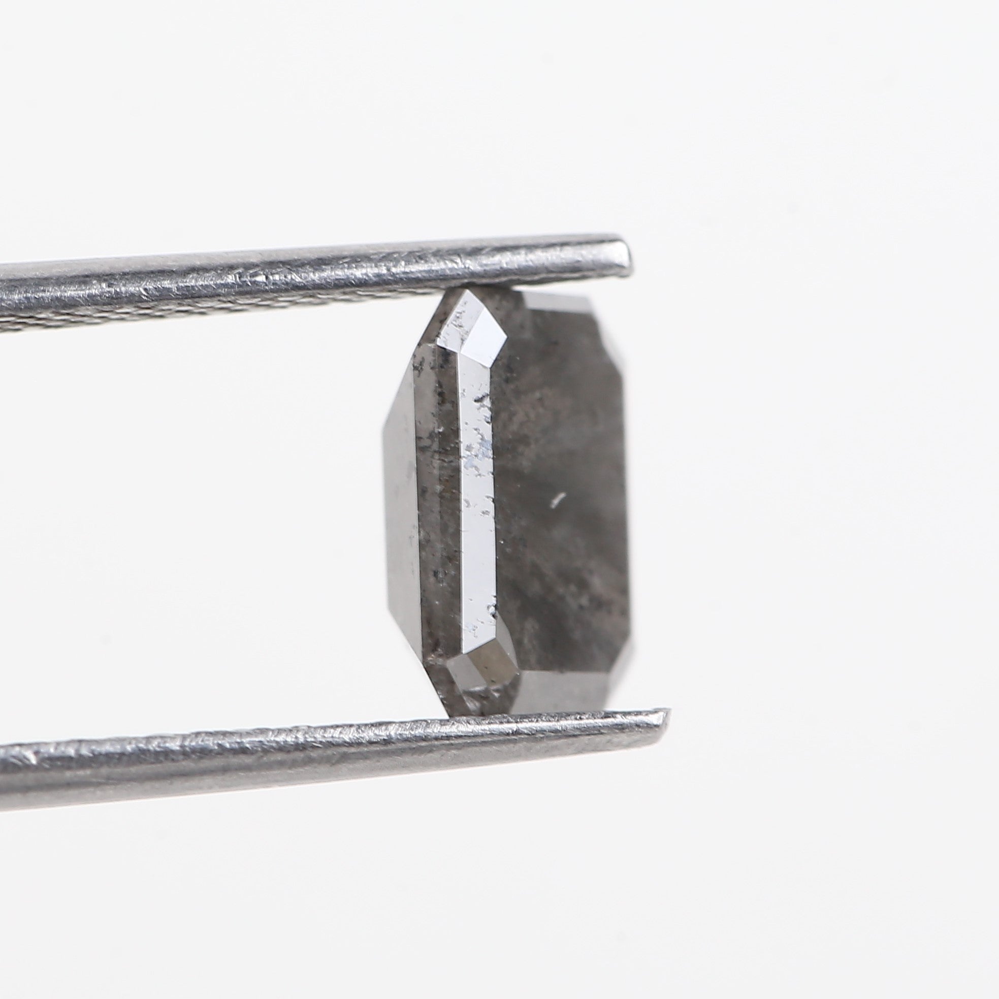 2.11 Carat Grey Emerald Cut Salt And Pepper Natural Diamond 8.46 MM