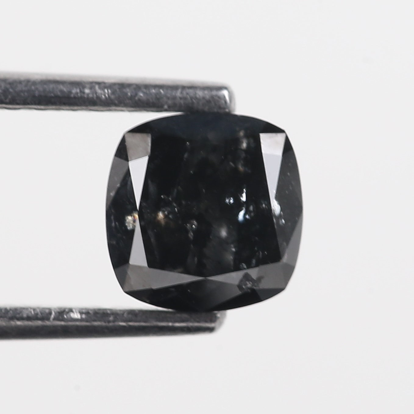 0.93 Carat Cushion Salt and Pepper For Black Diamond Ring Engagement