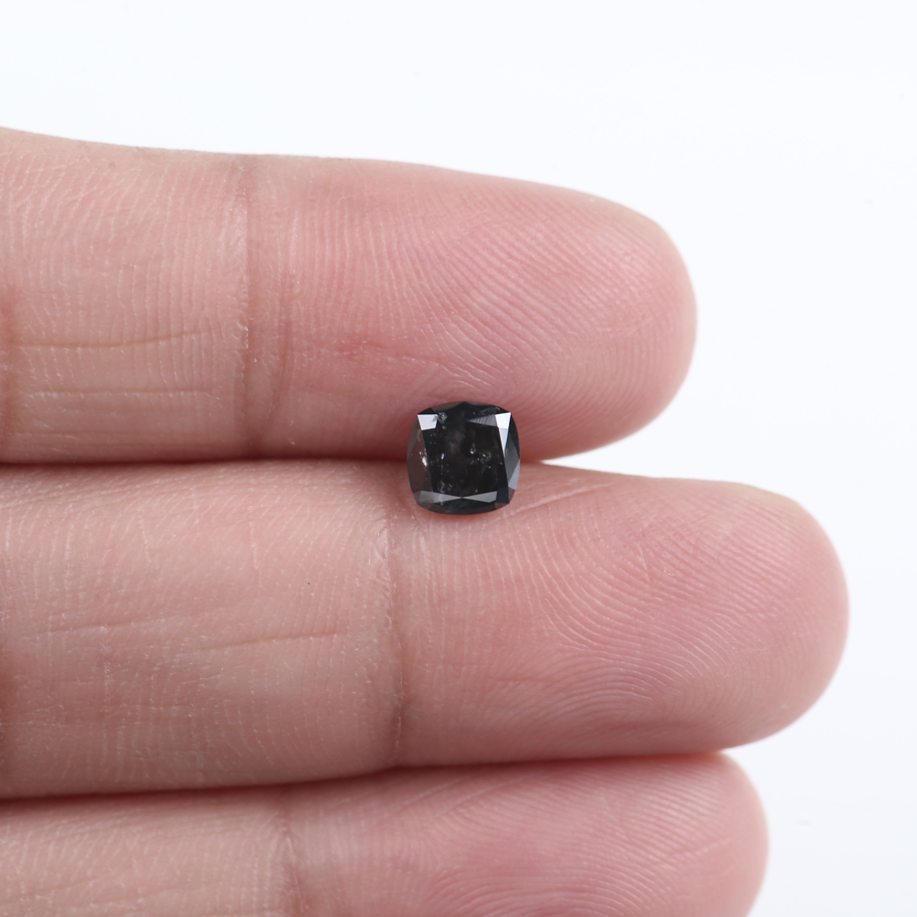 0.93 Carat Cushion Salt and Pepper For Black Diamond Ring Engagement