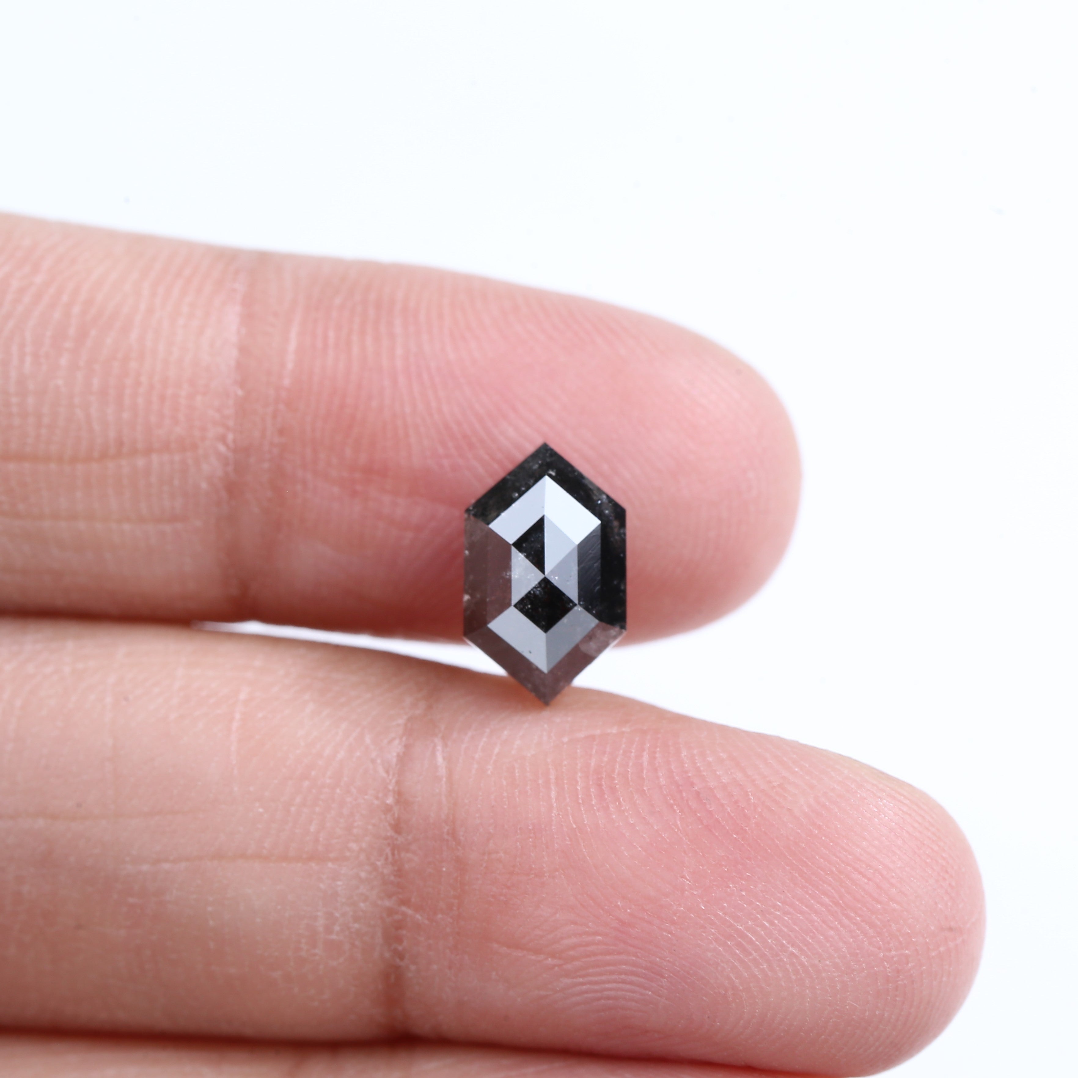 2.62 Carat Natural Black Hexagon Cut Salt And Pepper Diamond 10.59 MM