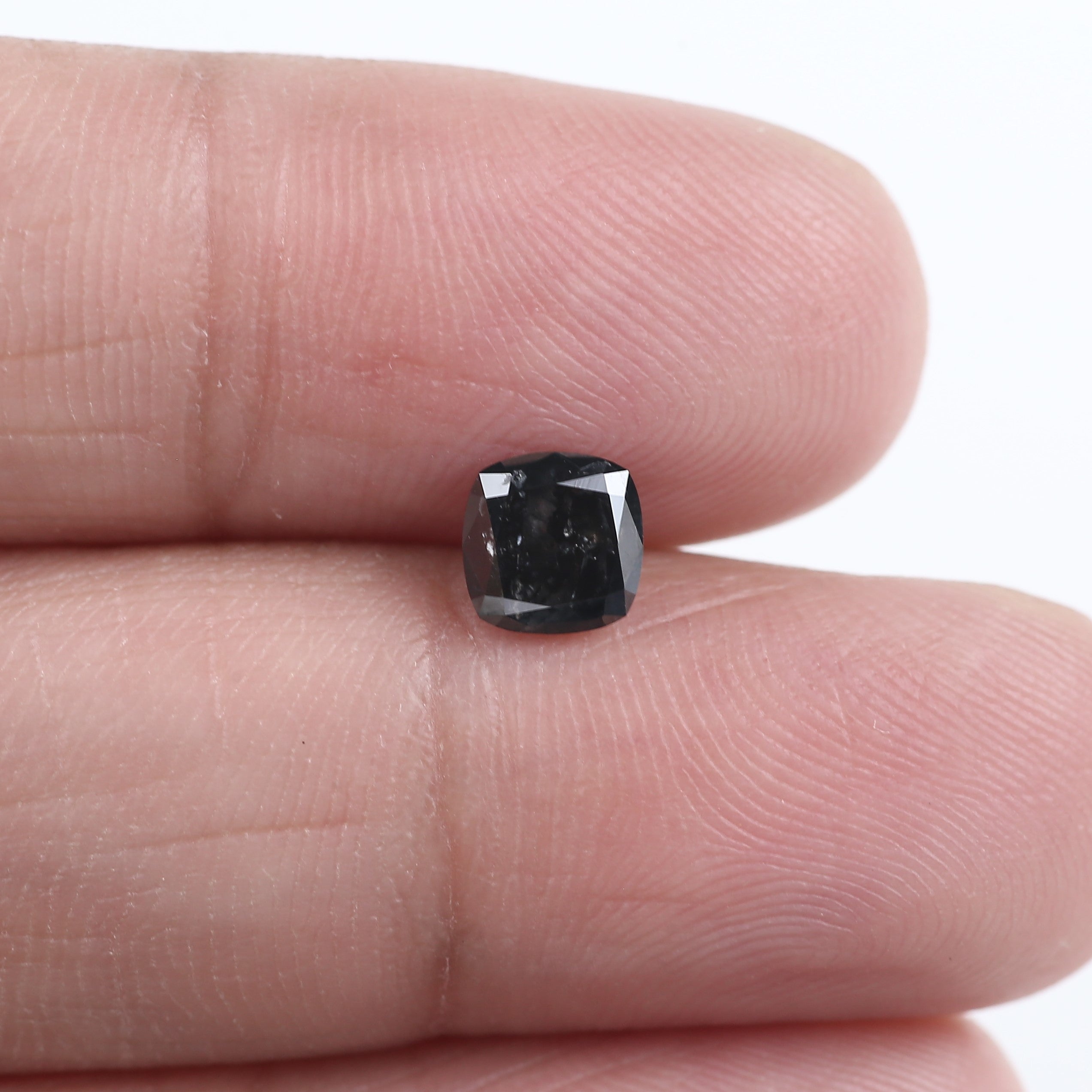 0.93 Carat Cushion Salt and Pepper For Black Diamond Ring Engagement