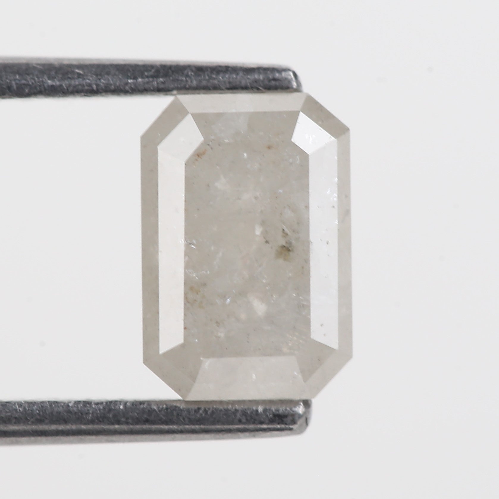 1.30 Carat Salt and Pepper Emerald Cut White Gray Natural Diamond 7.41 MM