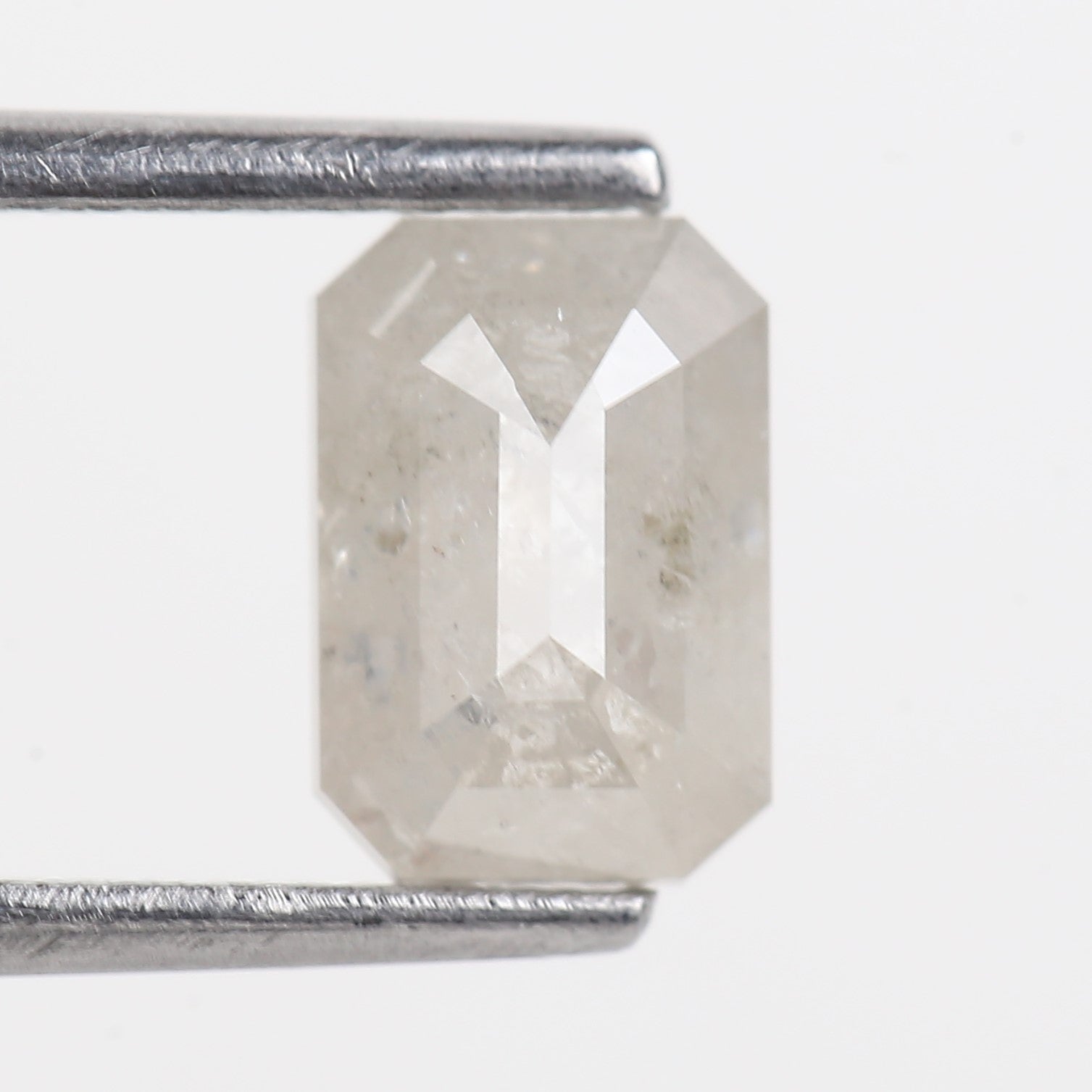 1.30 Carat Salt and Pepper Emerald Cut White Gray Natural Diamond 7.41 MM