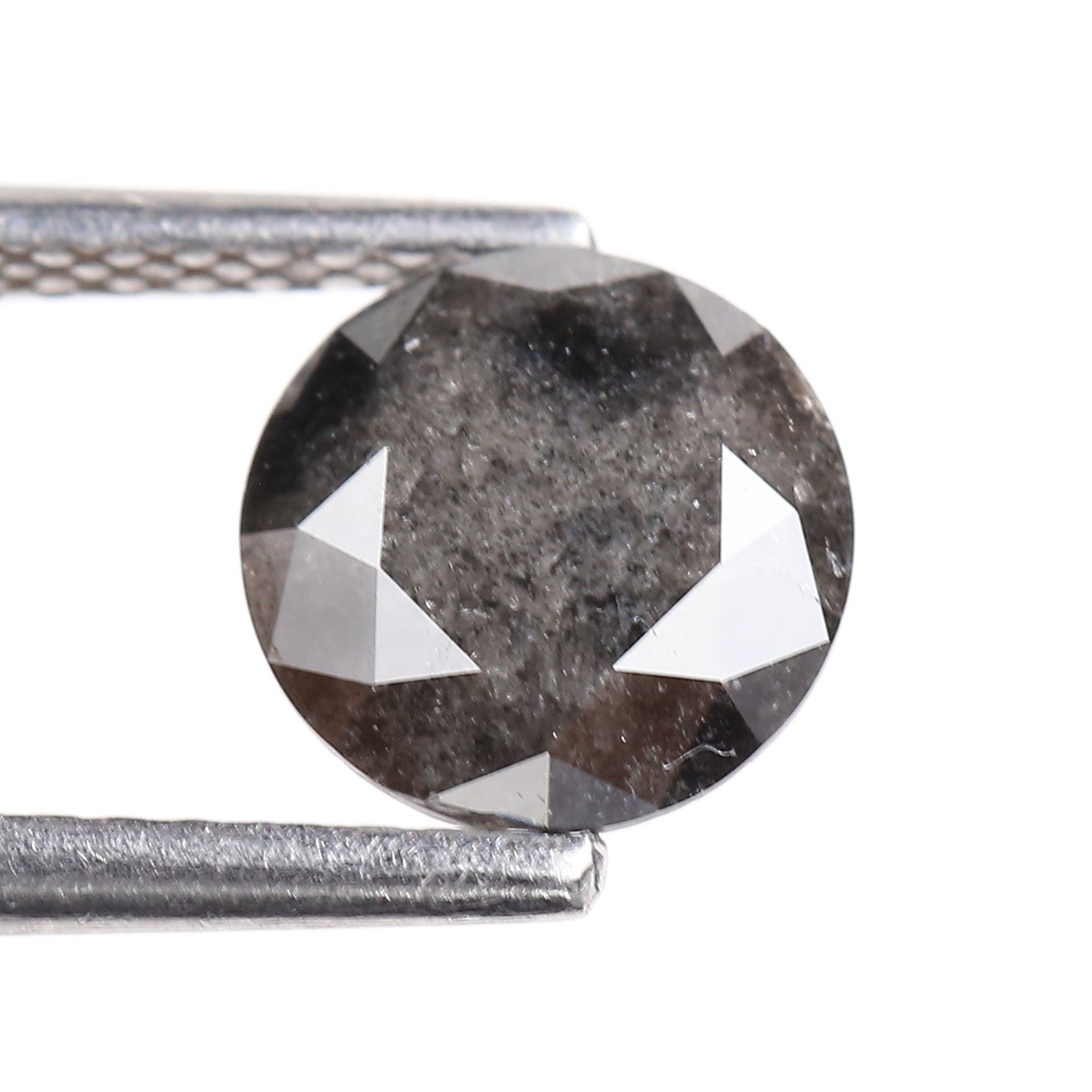 1.28 Carat Natural Gray Round Cut Salt and Pepper Diamond 6.95 MM