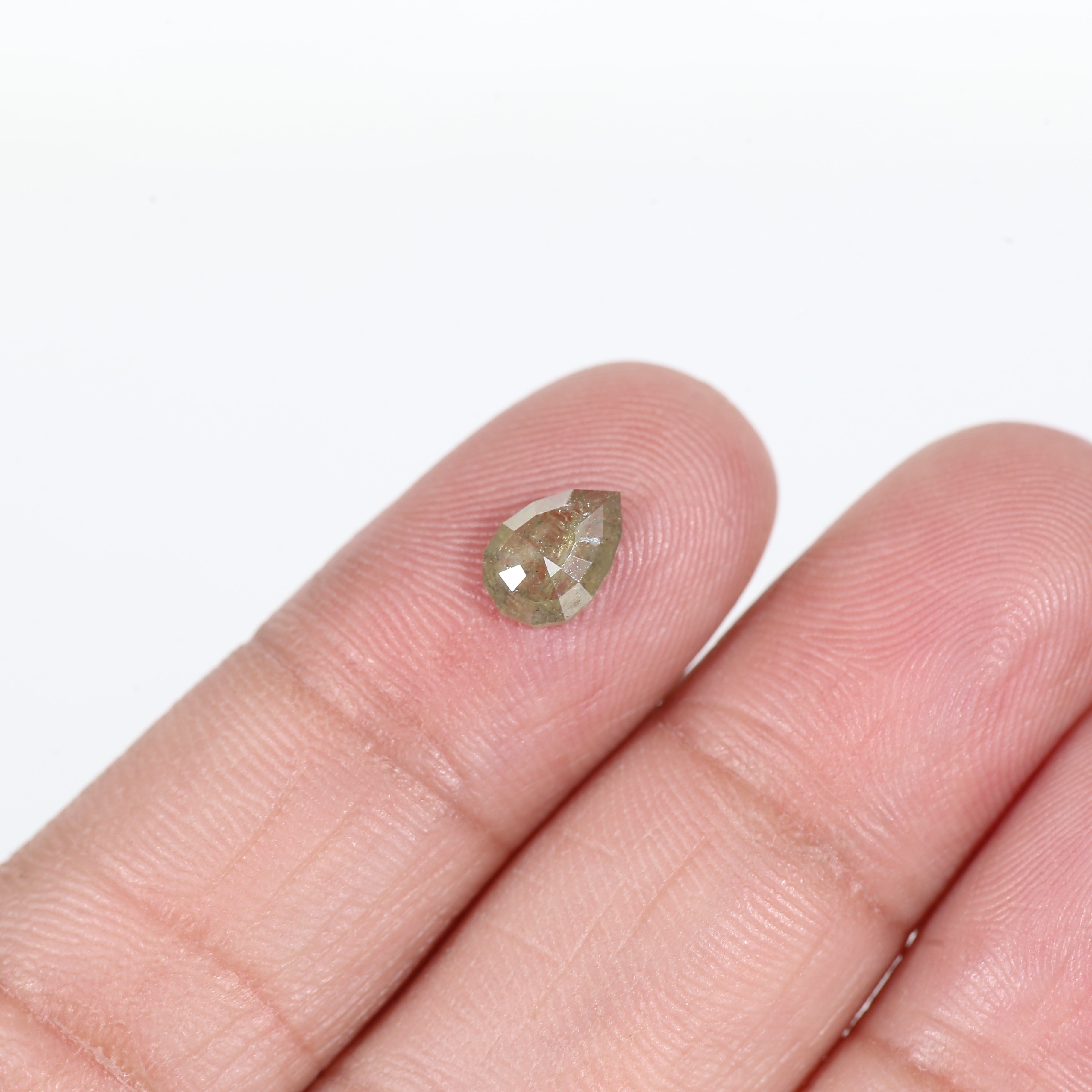 0.77 Carat Modified Pear Cut Salt and Pepper Diamond 7.65 MM