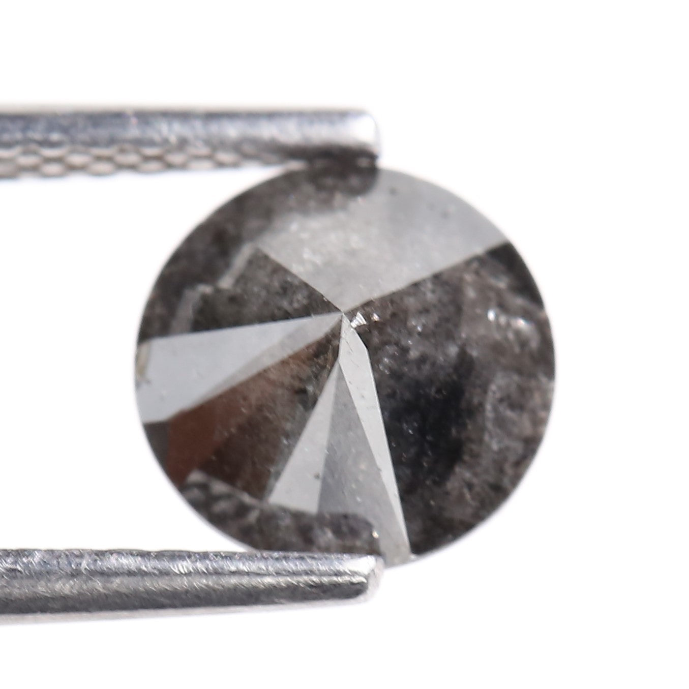 1.28 Carat Natural Gray Round Cut Salt and Pepper Diamond 6.95 MM