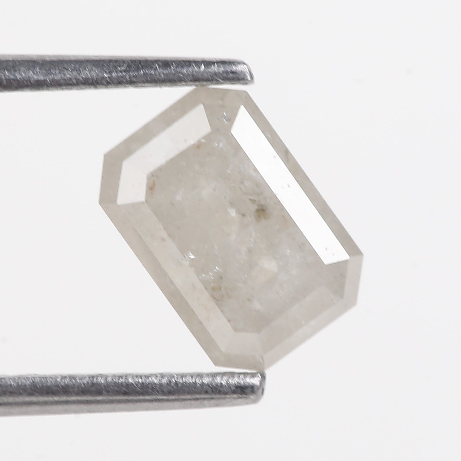 1.30 Carat Salt and Pepper Emerald Cut White Gray Natural Diamond 7.41 MM