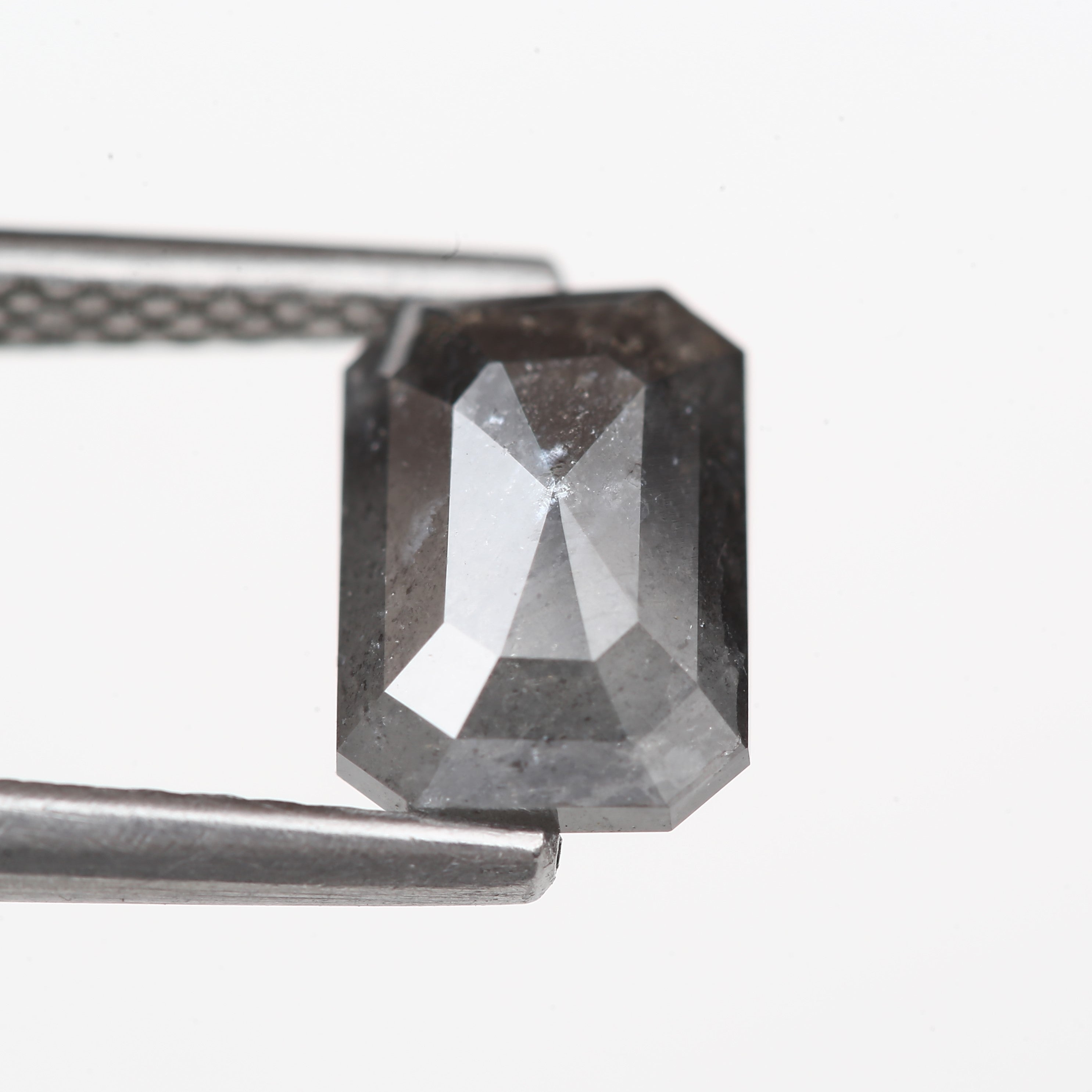 1.03 Carat 7.08 MM Fancy Gray Emerald Shape Salt and Pepper Diamond - Blackdiamond