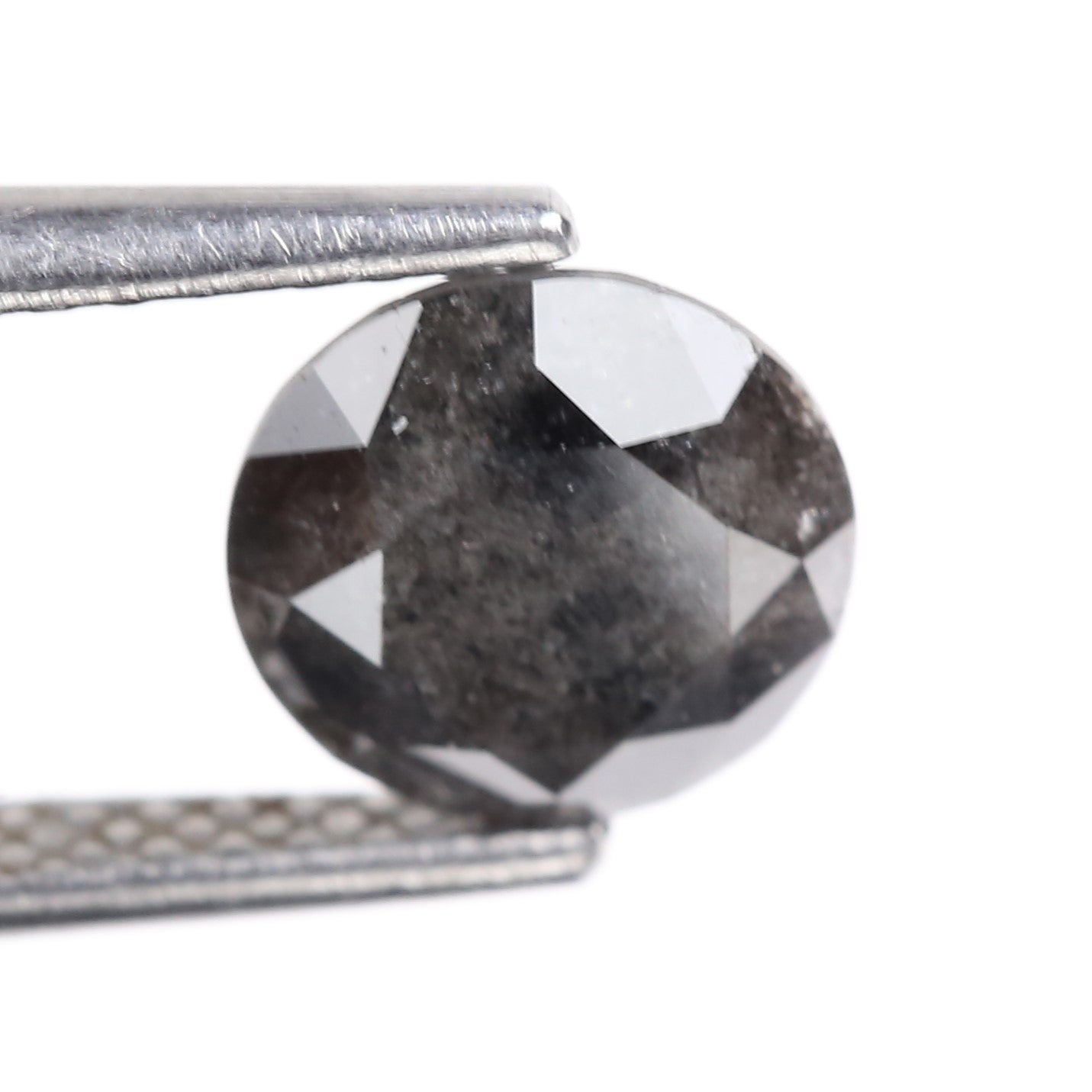 1.28 Carat Natural Gray Round Cut Salt and Pepper Diamond 6.95 MM