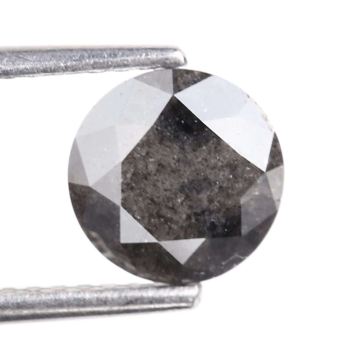 1.28 Carat Natural Gray Round Cut Salt and Pepper Diamond 6.95 MM