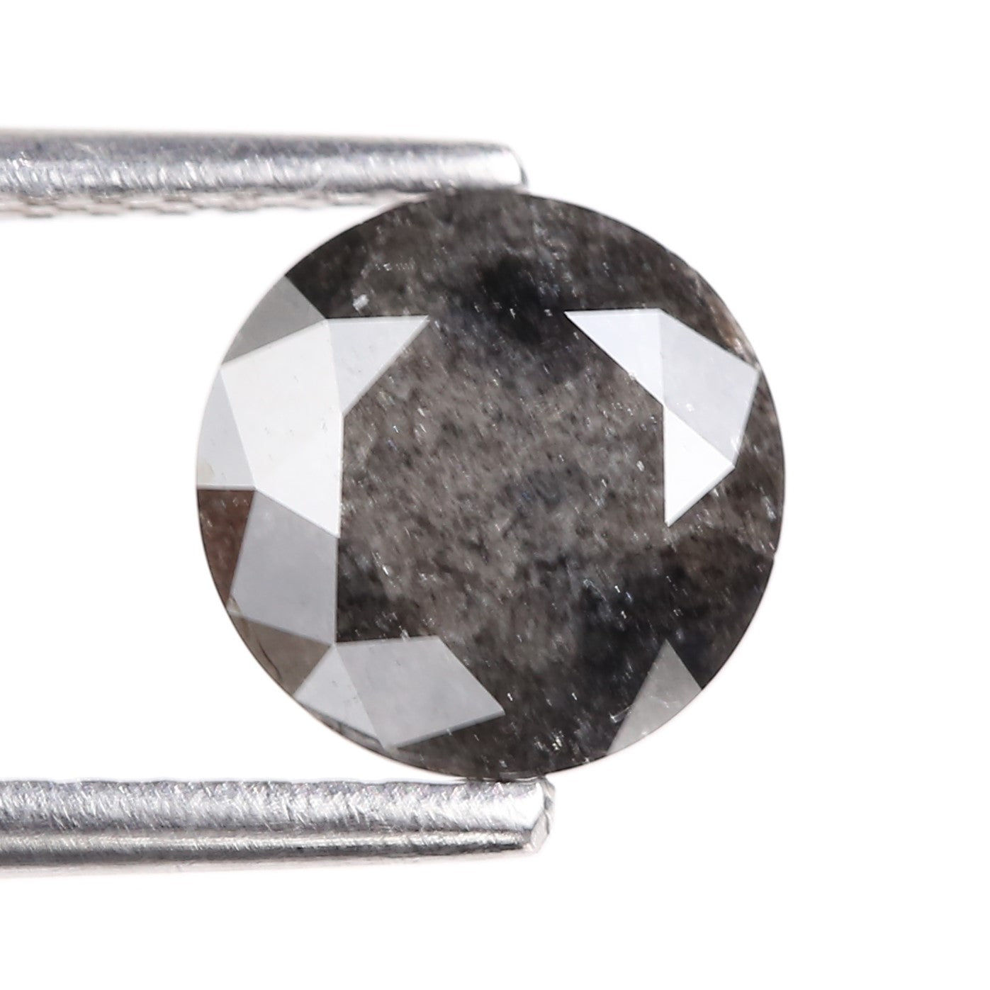 1.28 Carat Natural Gray Round Cut Salt and Pepper Diamond 6.95 MM