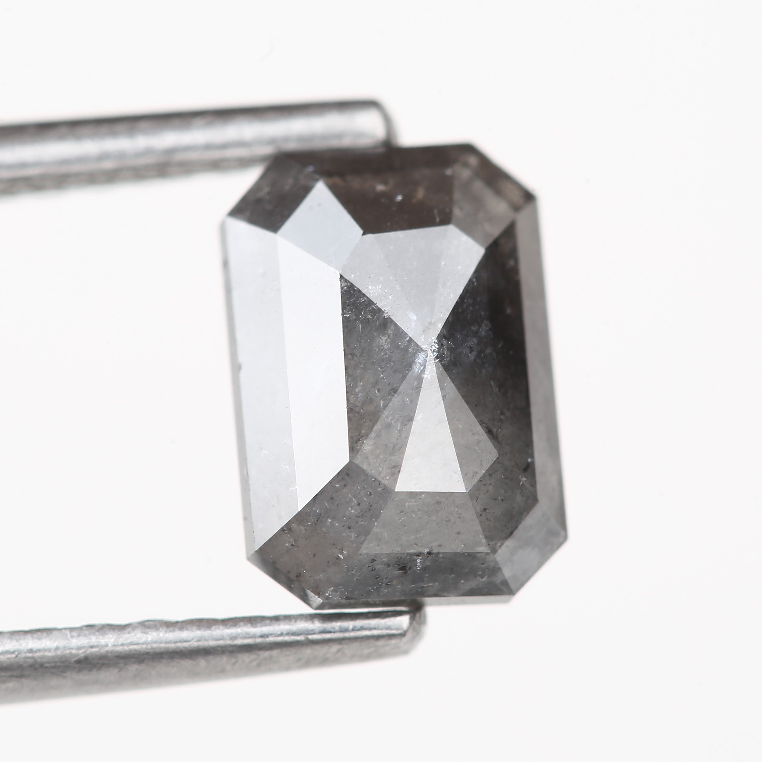 1.03 Carat 7.08 MM Fancy Gray Emerald Shape Salt and Pepper Diamond - Blackdiamond