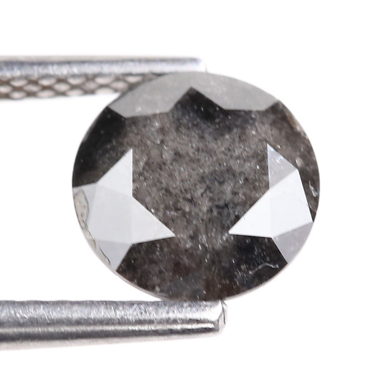 1.28 Carat Natural Gray Round Cut Salt and Pepper Diamond 6.95 MM