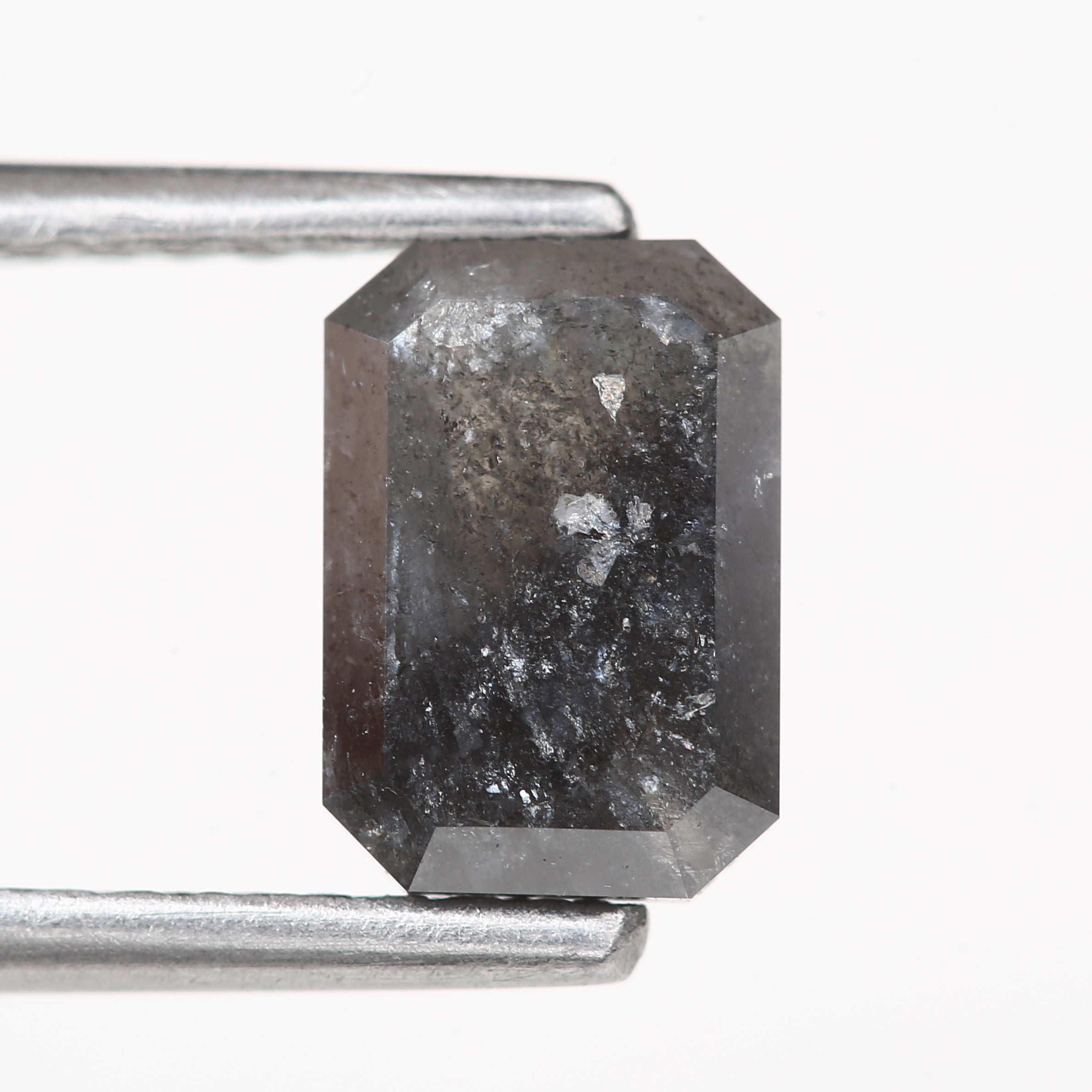 1.03 Carat 7.08 MM Fancy Gray Emerald Shape Salt and Pepper Diamond - Blackdiamond