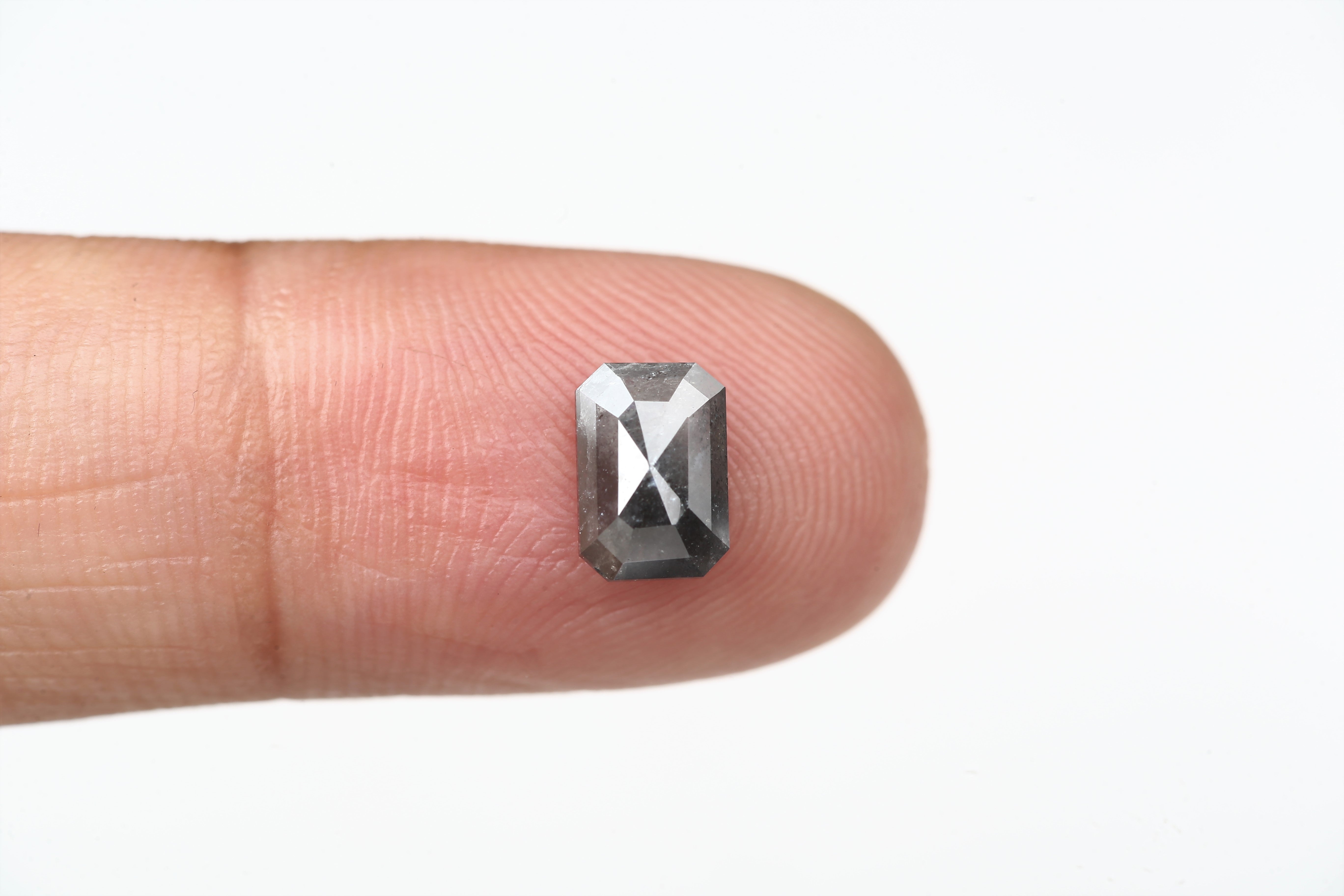 1.03 Carat 7.08 MM Fancy Gray Emerald Shape Salt and Pepper Diamond - Blackdiamond