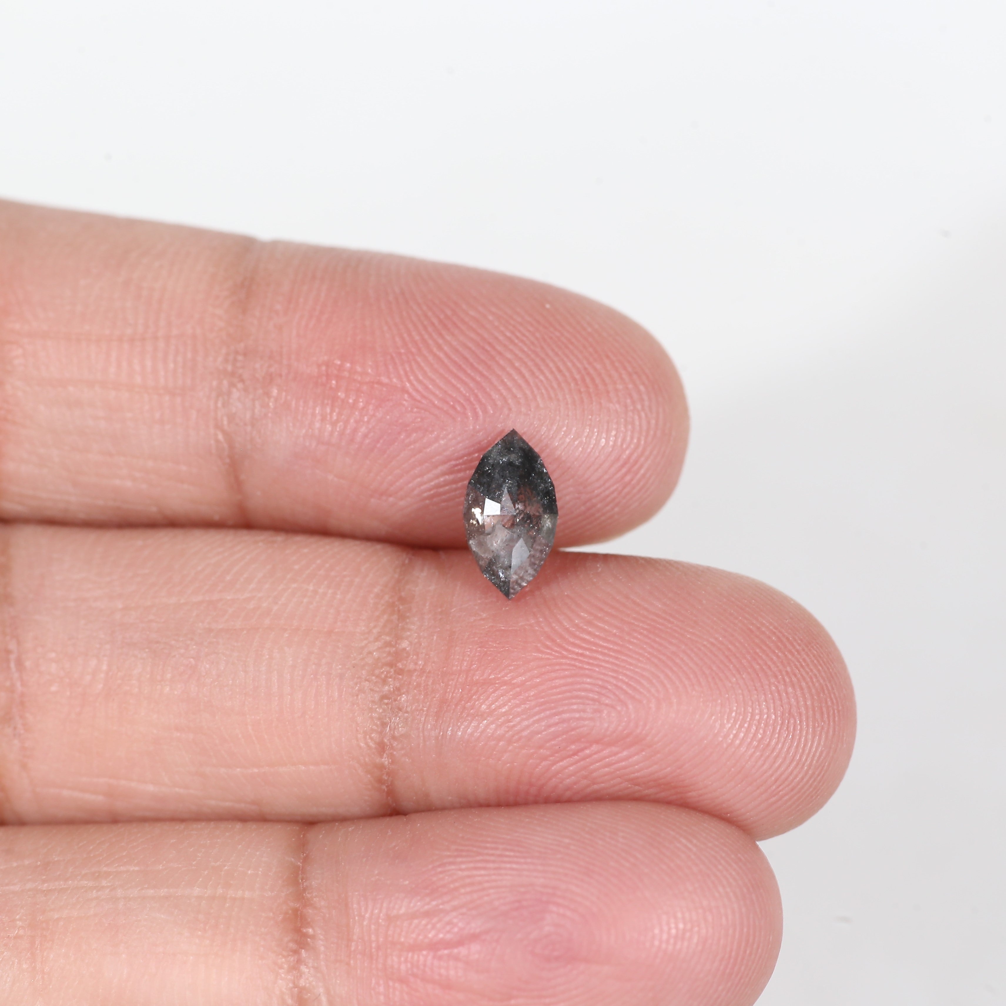 0.82 Carat Marquise Cut Grey Salt and Pepper Diamond 8.7 MM