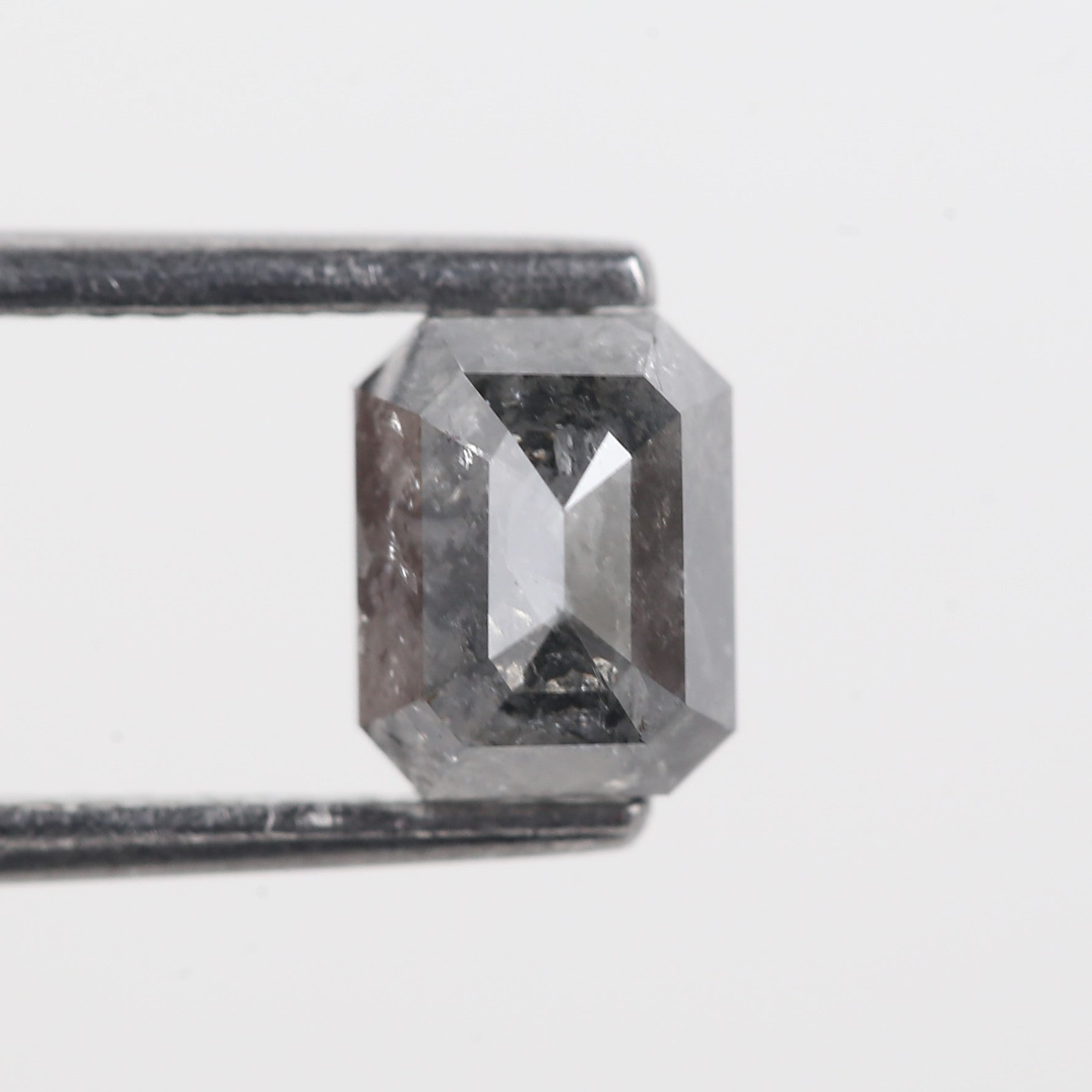 1.34 Carat Grey Color Emerald Cut Salt And Pepper Natural Diamond 6.17 MM