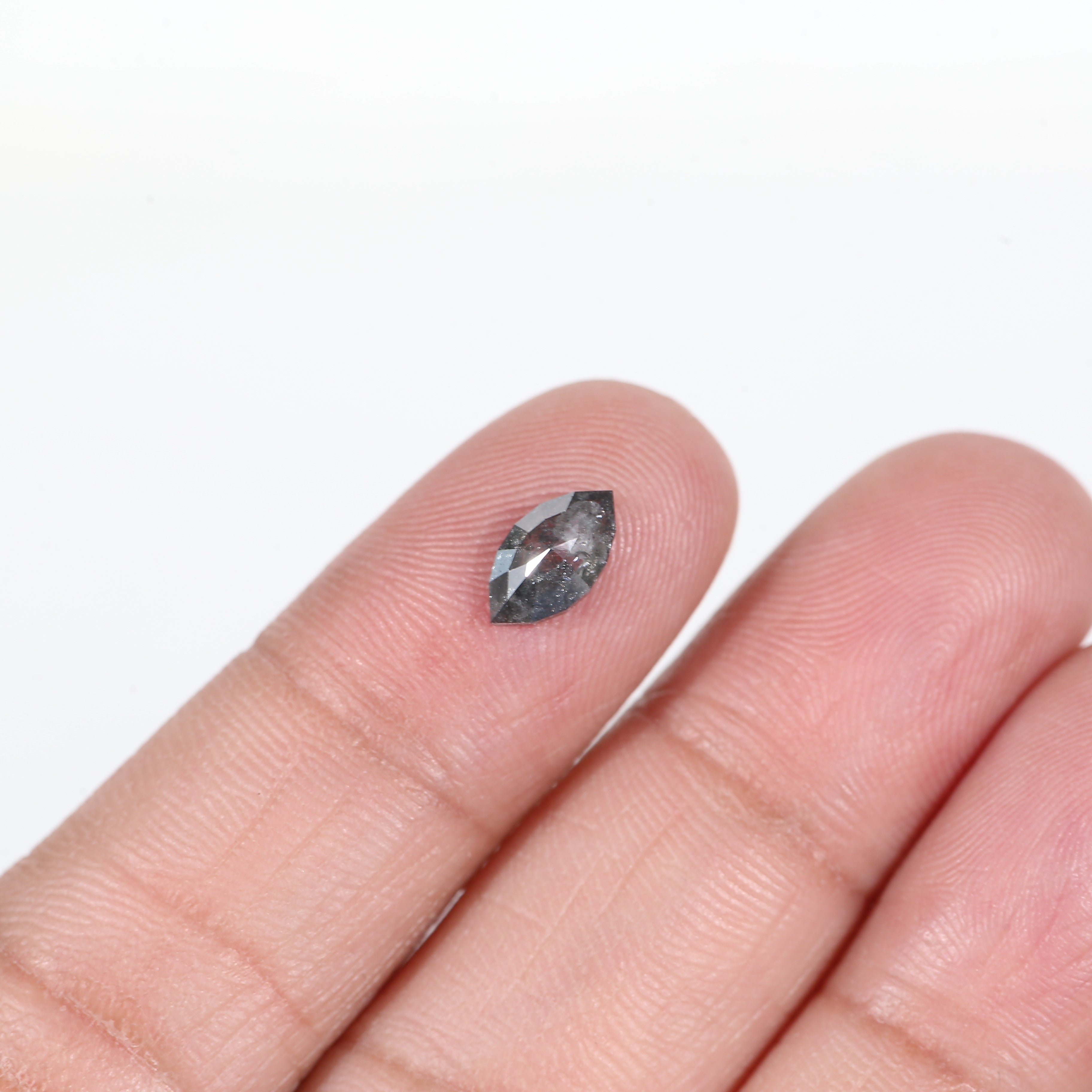 0.82 Carat Marquise Cut Grey Salt and Pepper Diamond 8.7 MM