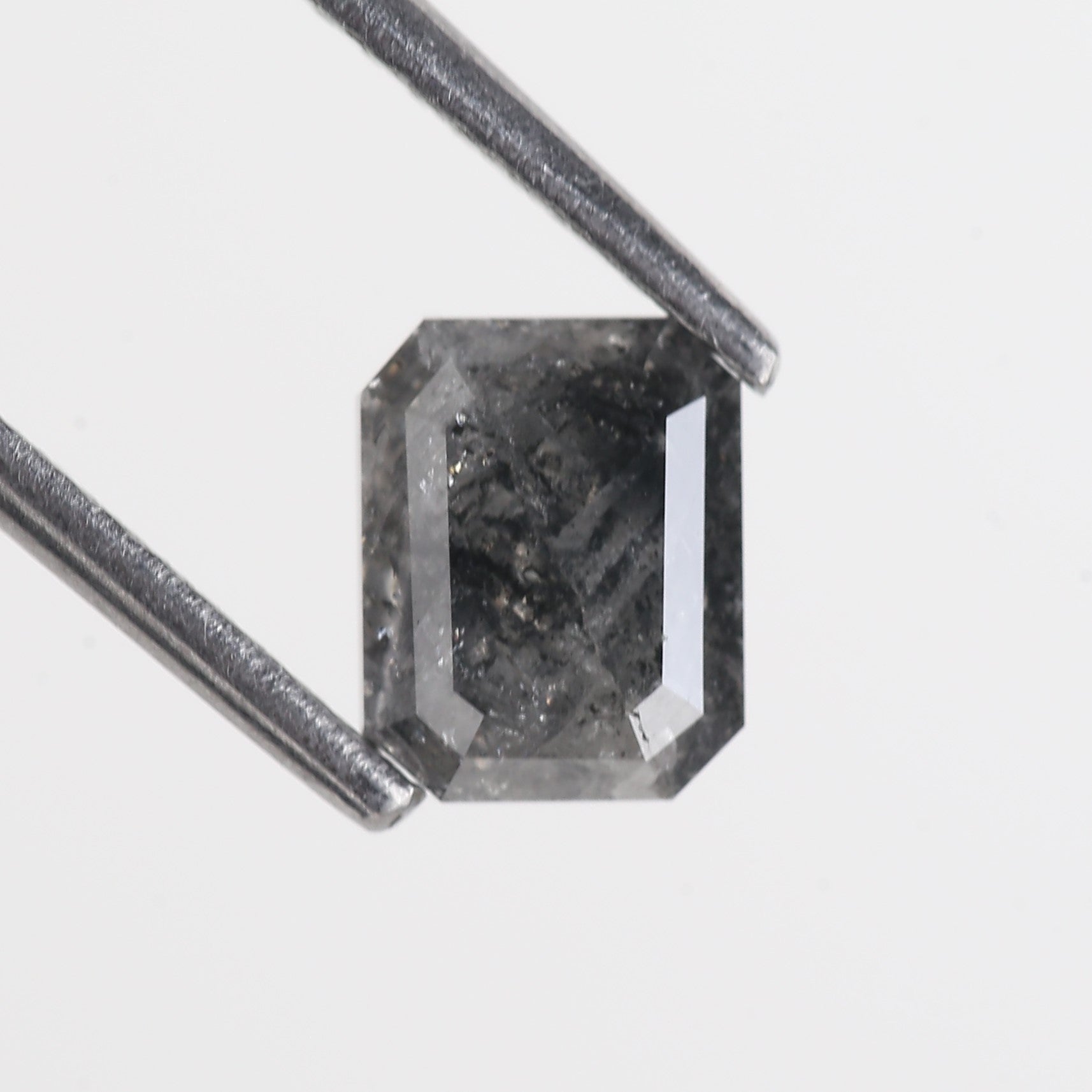 1.34 Carat Grey Color Emerald Cut Salt And Pepper Natural Diamond 6.17 MM