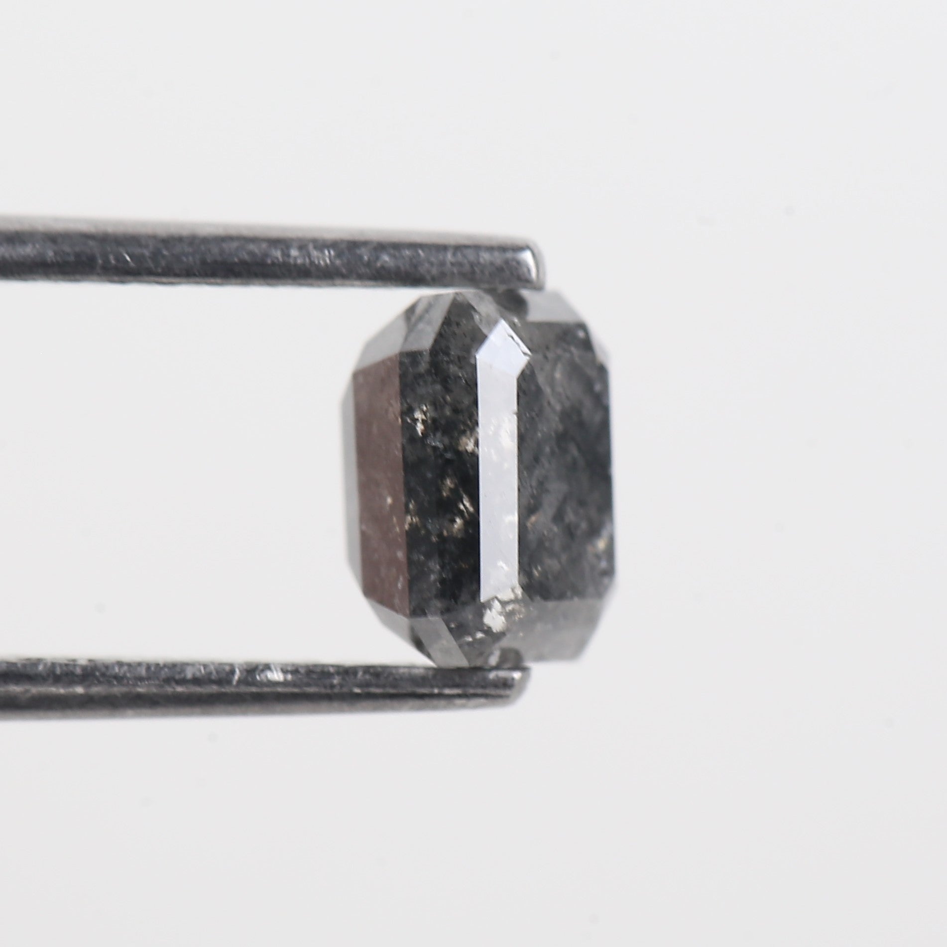 1.34 Carat Grey Color Emerald Cut Salt And Pepper Natural Diamond 6.17 MM