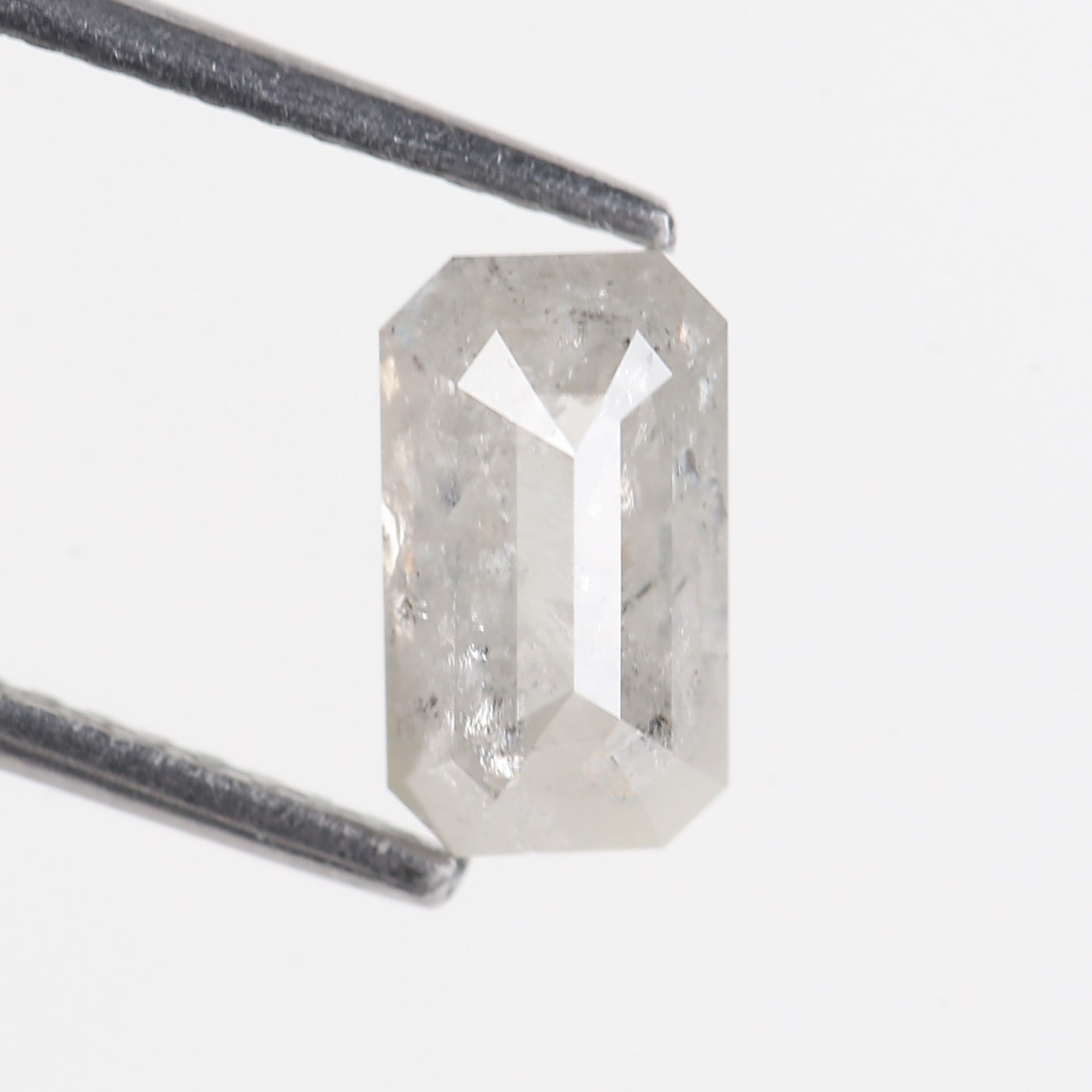 1.51 CT Emerald Cut Icy Salt and Pepper Loose Diamond 8.17 MM