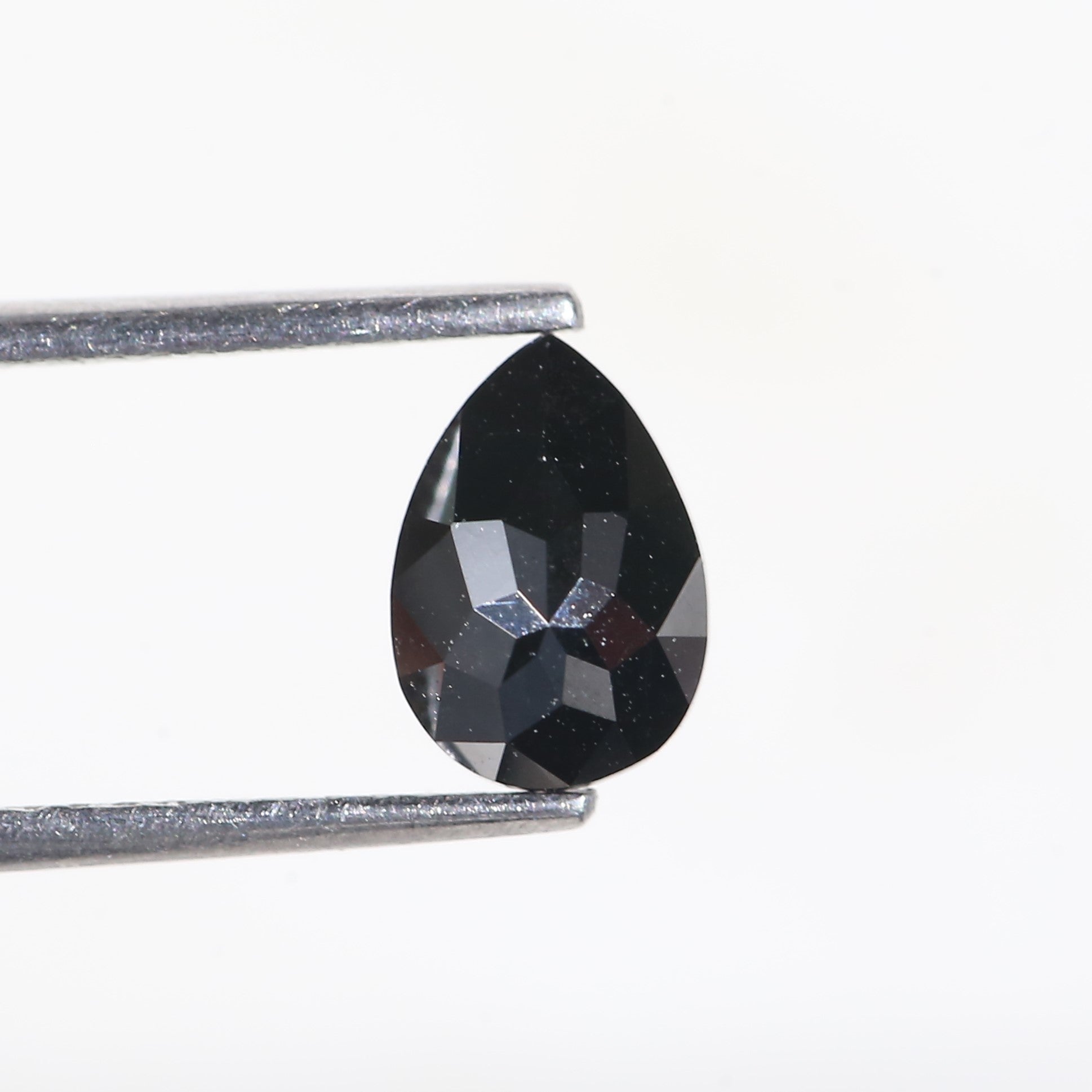 1.30 Carat Natural Rose Cut Pear Black Diamond 8 MM
