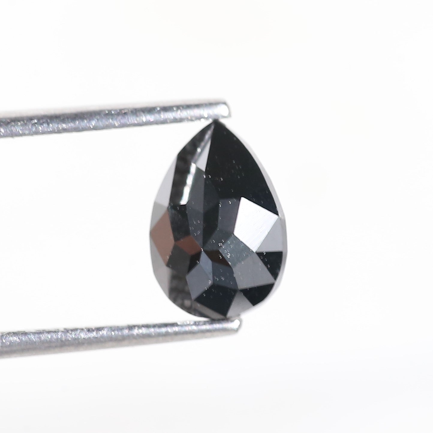 1.30 Carat Natural Rose Cut Pear Black Diamond 8 MM