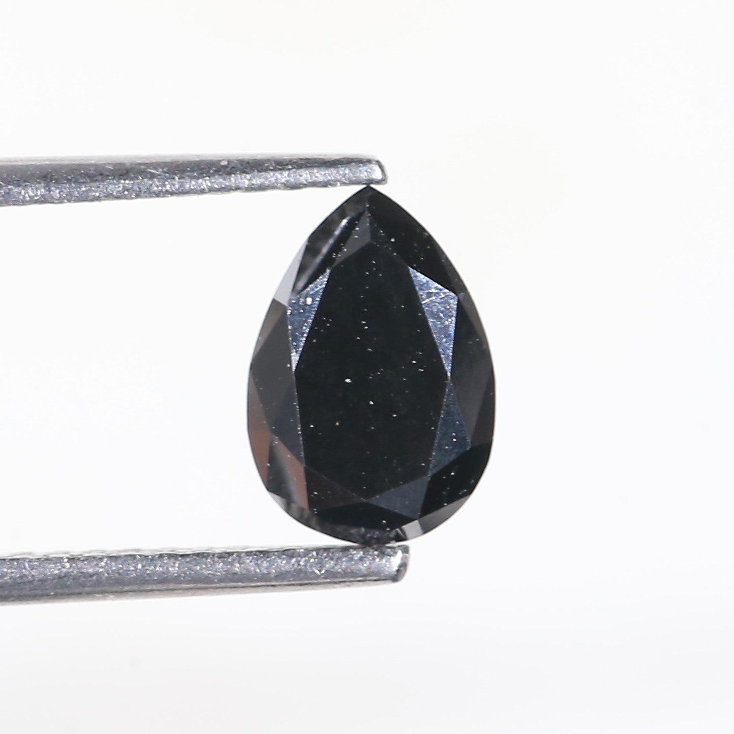 1.30 Carat Natural Rose Cut Pear Black Diamond 8 MM