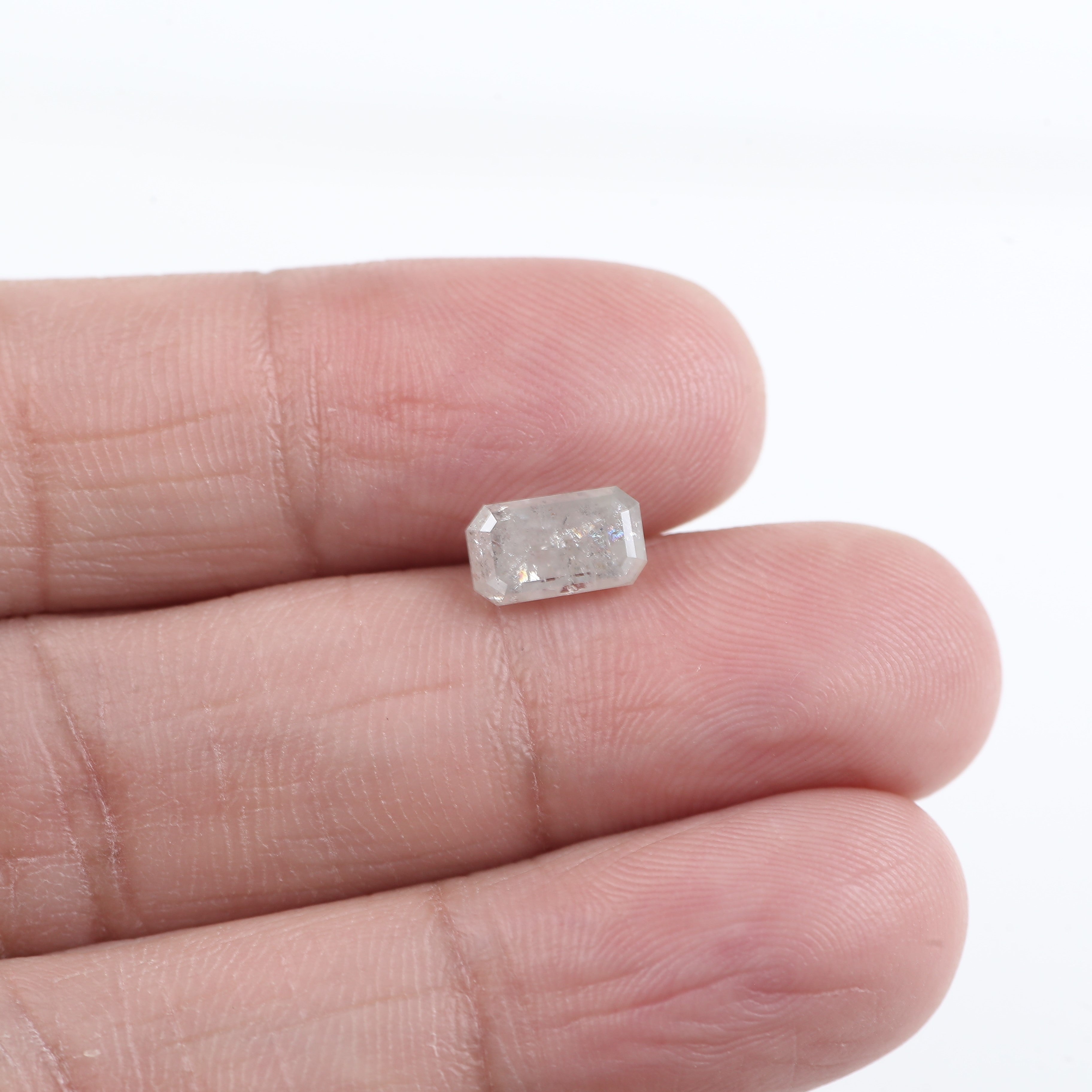 1.51 CT Emerald Cut Icy Salt and Pepper Loose Diamond 8.17 MM